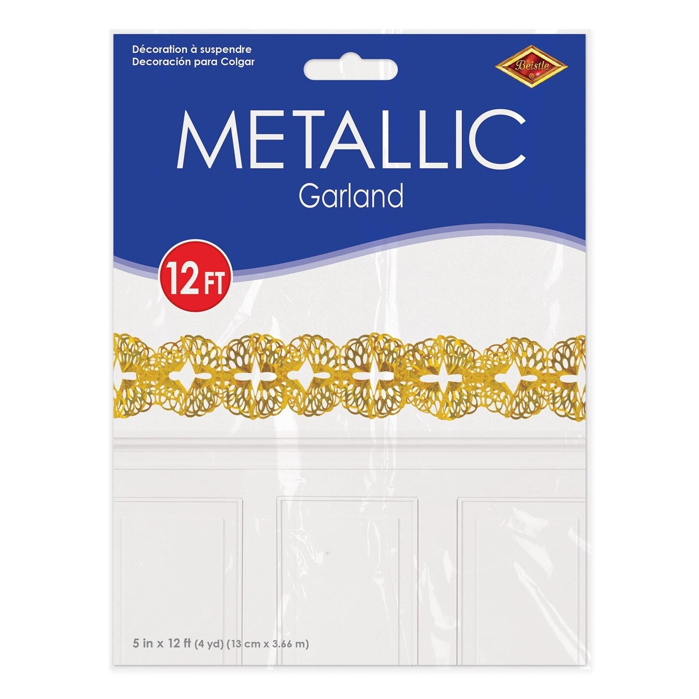 12 Pack Beistle Metallic Party Garland - Gold