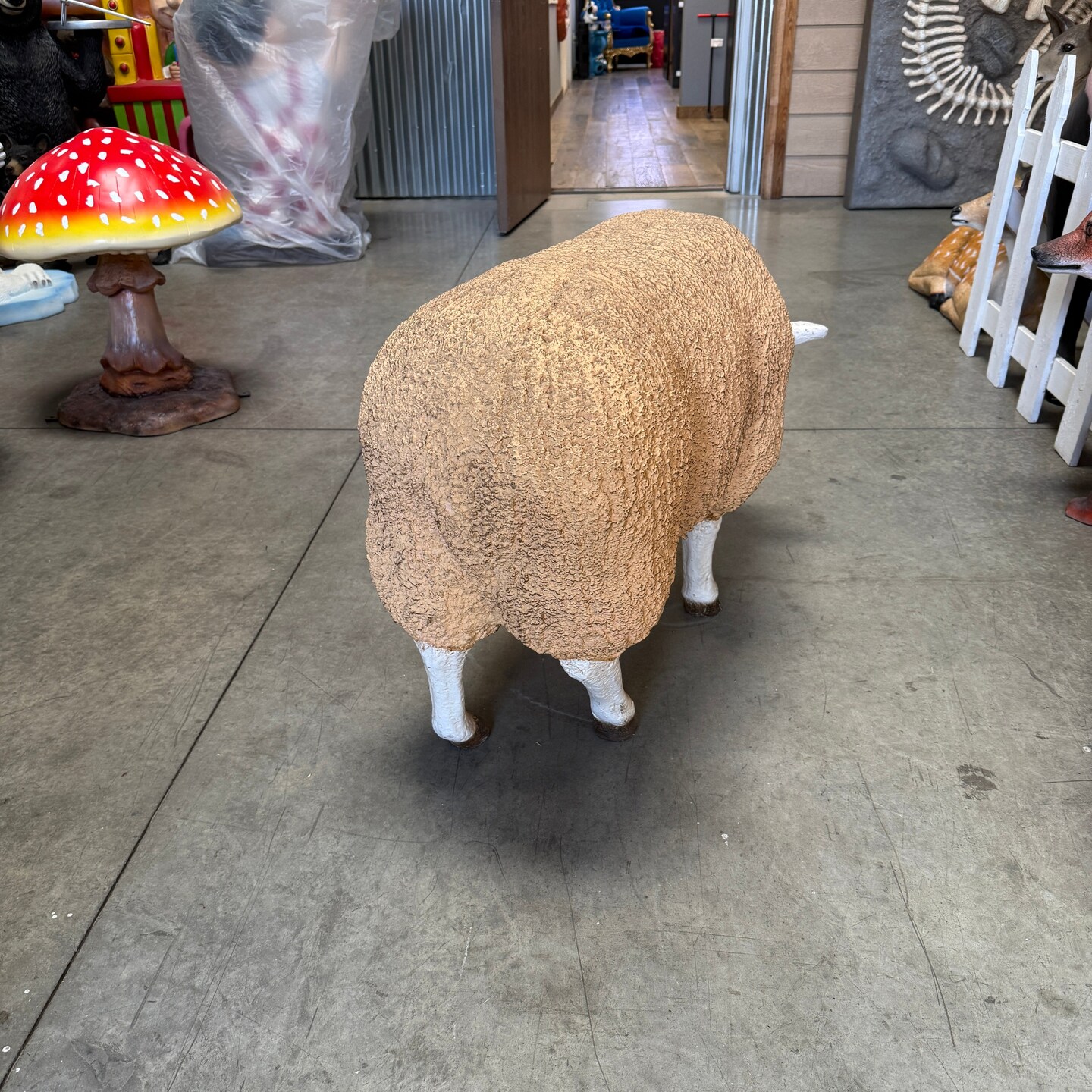 Merino Ewe Sheep Head Down Life Size Statue