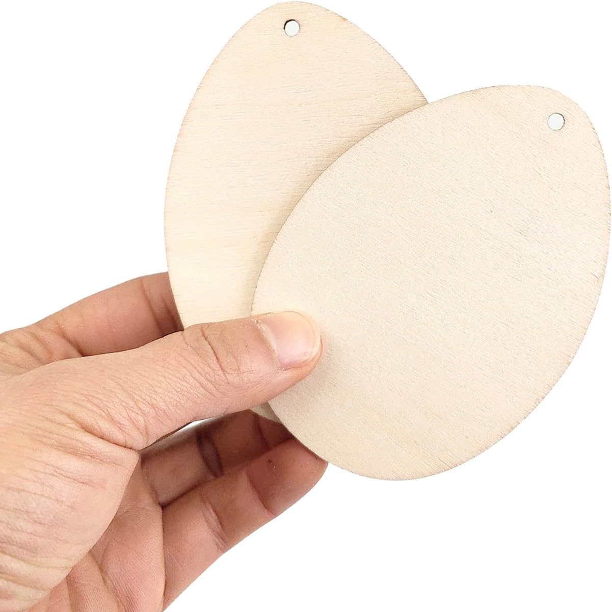 32 Pack Wood Easter Egg Cutouts Unfinished Wooden Easter Egg Hanging Ornaments DIY Easter Egg Craft Gift Tags for Thanksgiving Christmas Home Party Decoration Craft Project