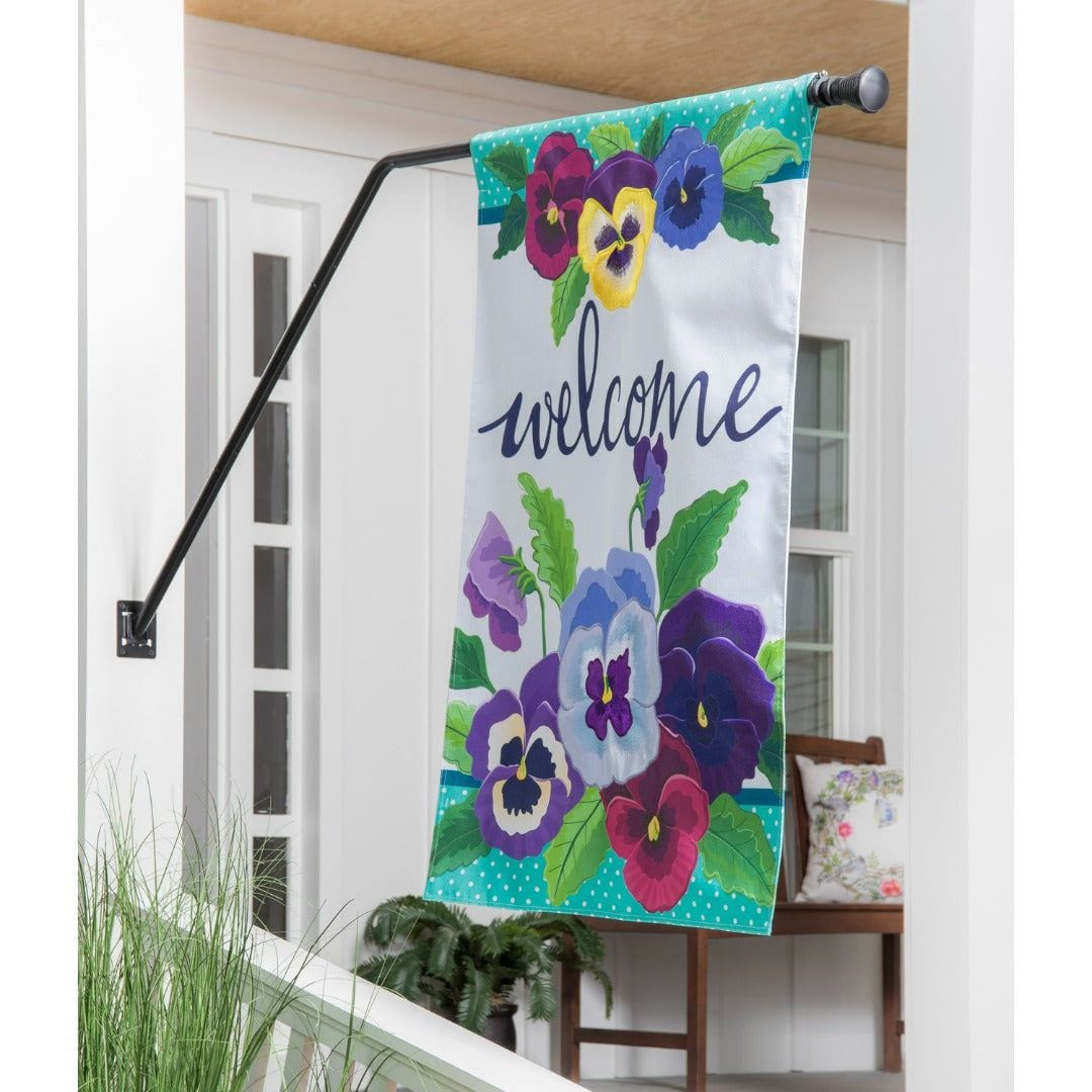 Pansy Garden Spring Banner 2 Sided Burlap House Flag