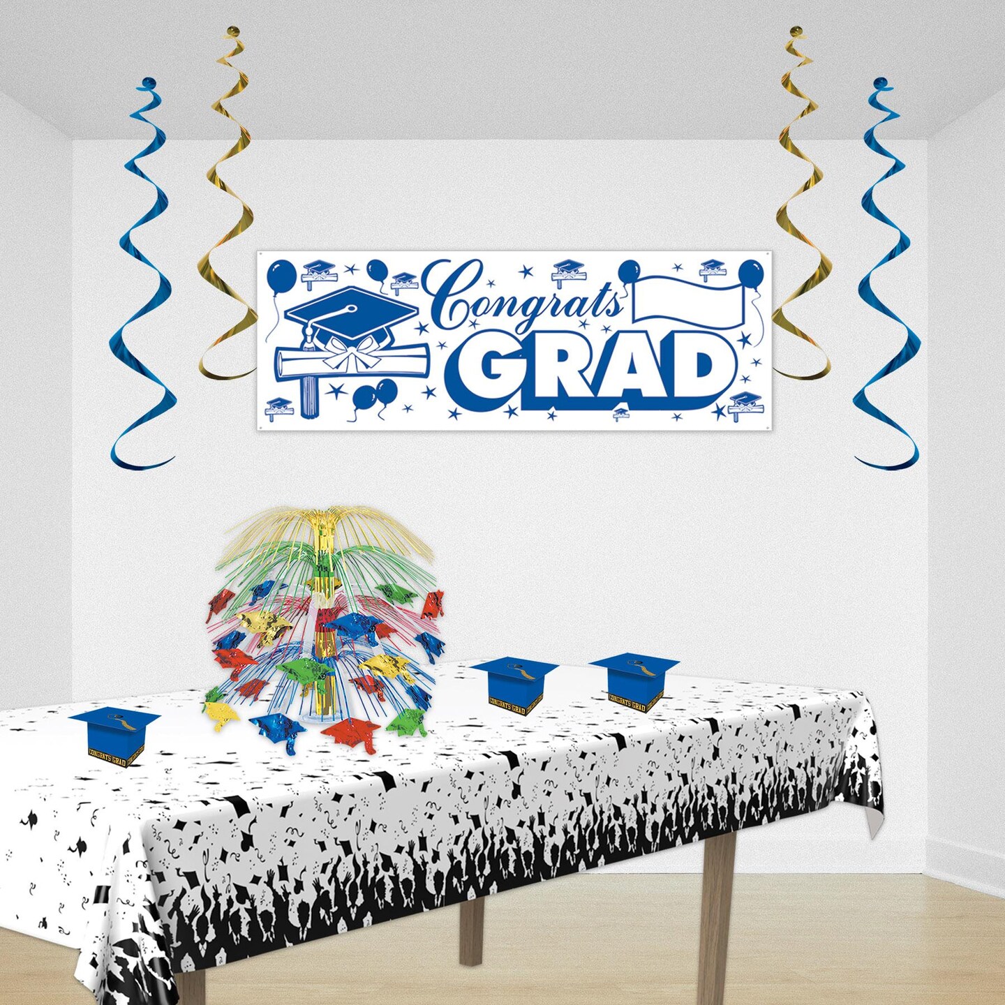 36 Pack Beistle Grad Cap Graduation Party Favor Boxes - blue