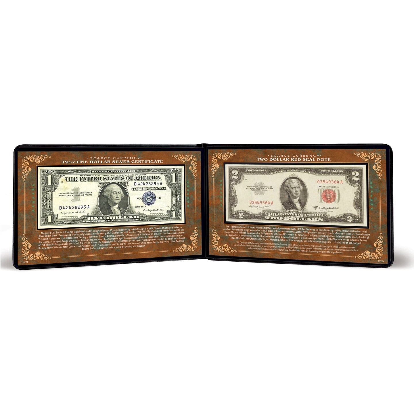 Scarce Currency - 1957 $1 Silver Certificate and $2 Red Seal Note