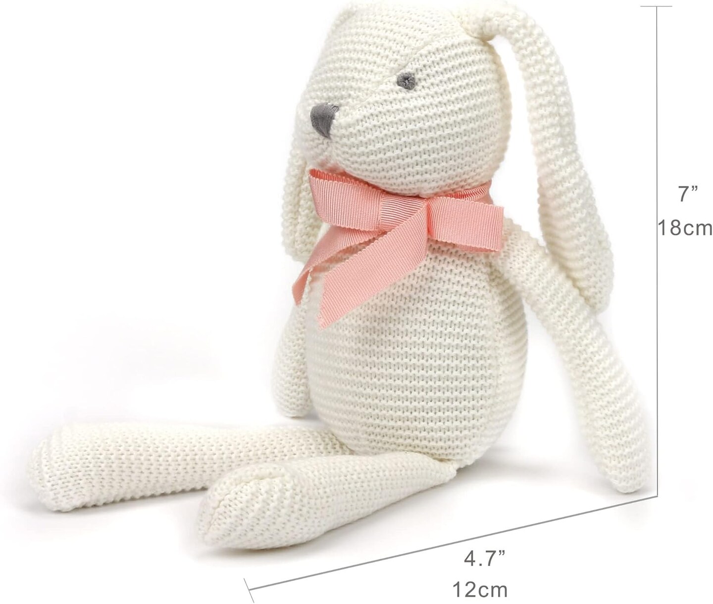 Organic Baby Toys White Bunny Rabbit Stuffed Animal for Newborn 7.1&#x22;