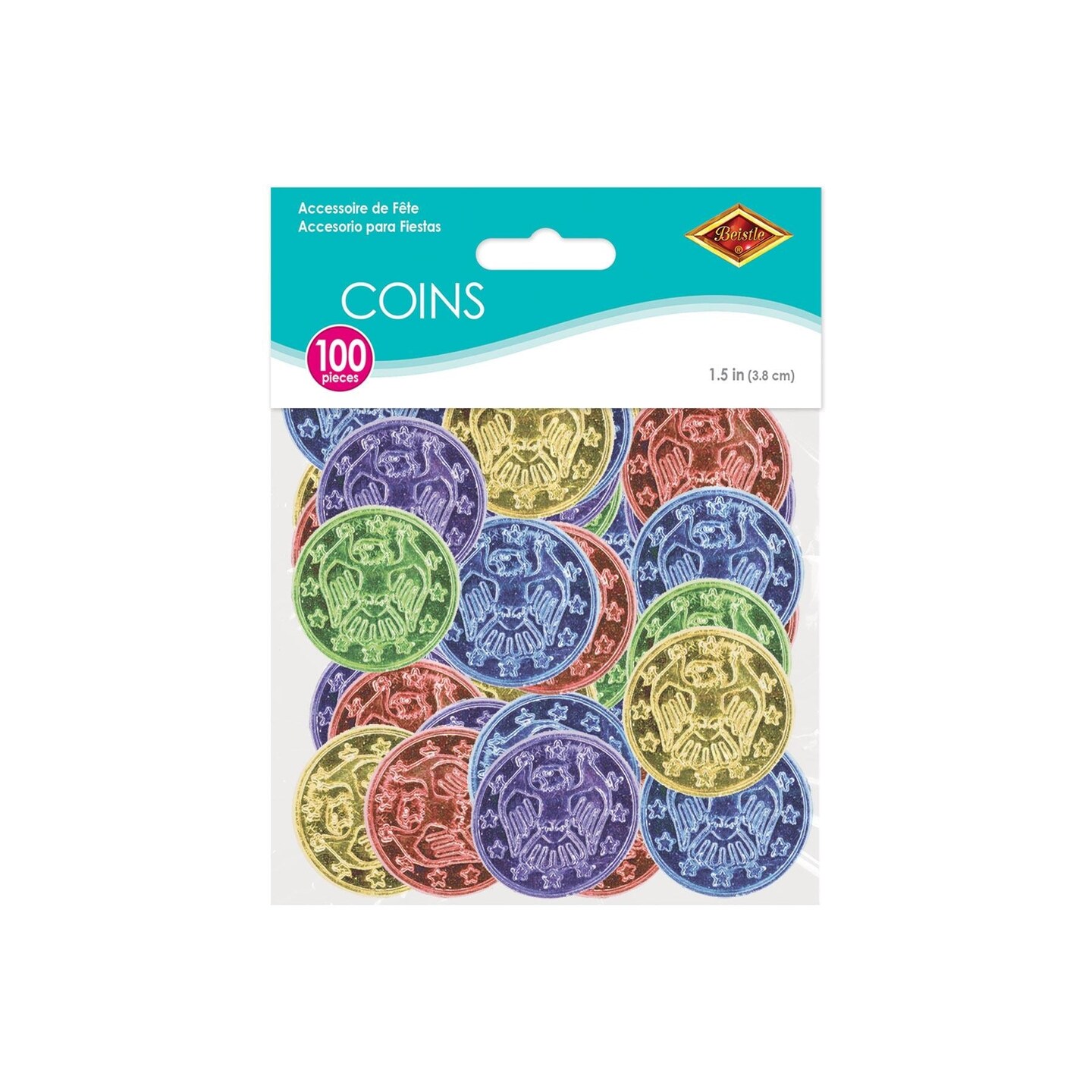 1200 Pack Beistle Plastic Party Coins - Asst colors