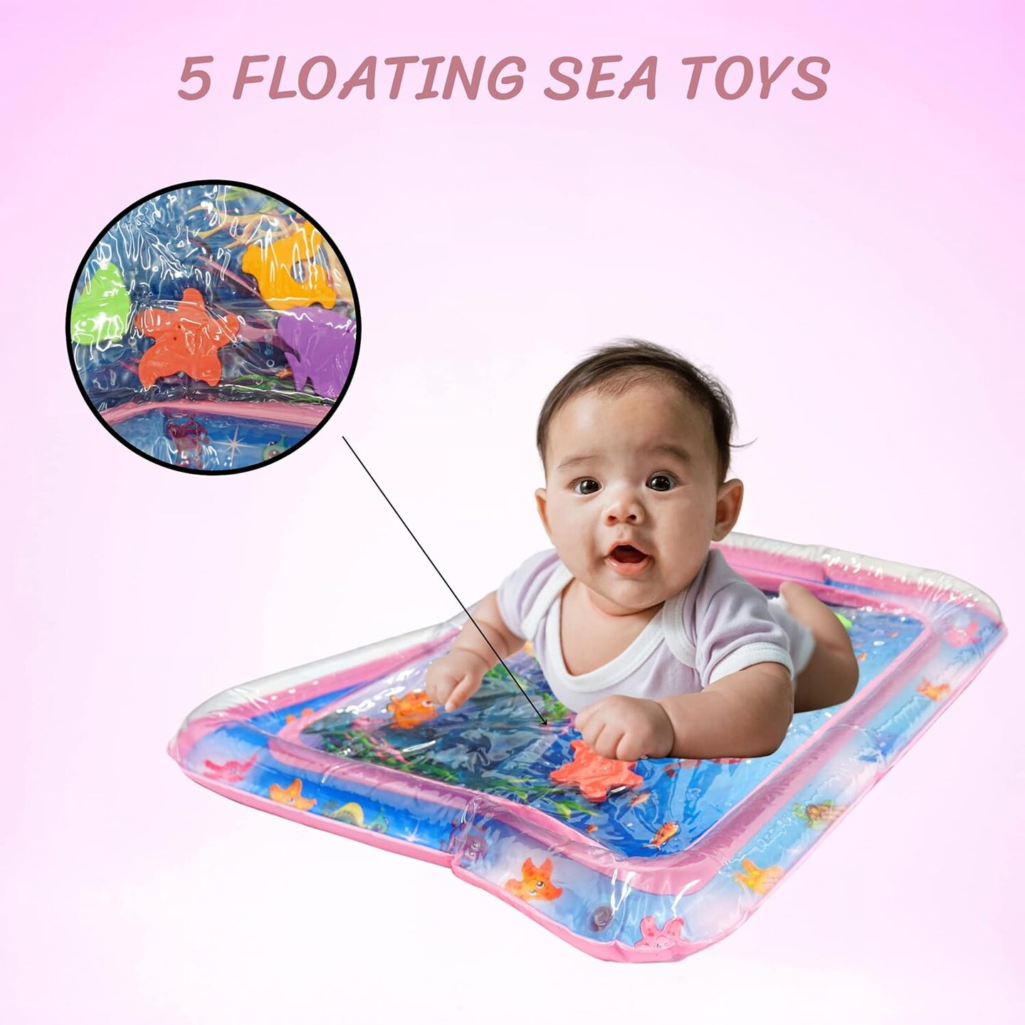 4E&#x27;s Novelty Water Mat for Babies - Inflatable Tummy Time Water Mat for Sensory Development, Baby Play Mat