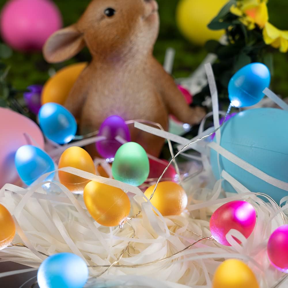 Easter Decorations Easter Egg Ornaments 10ft 30 LEDs Fairy Lights Battery Operated with Remote