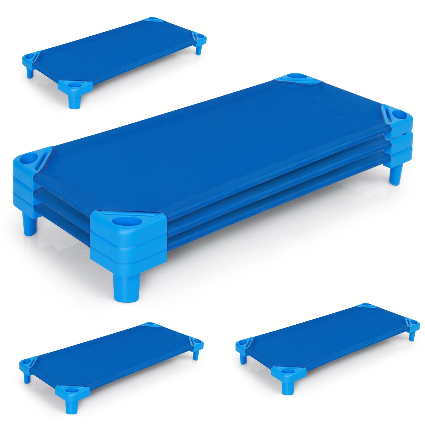 Stack-able Nap Cot for Kids with Steel Frame Oxford Fabric Raised Design and Easy Cleaning