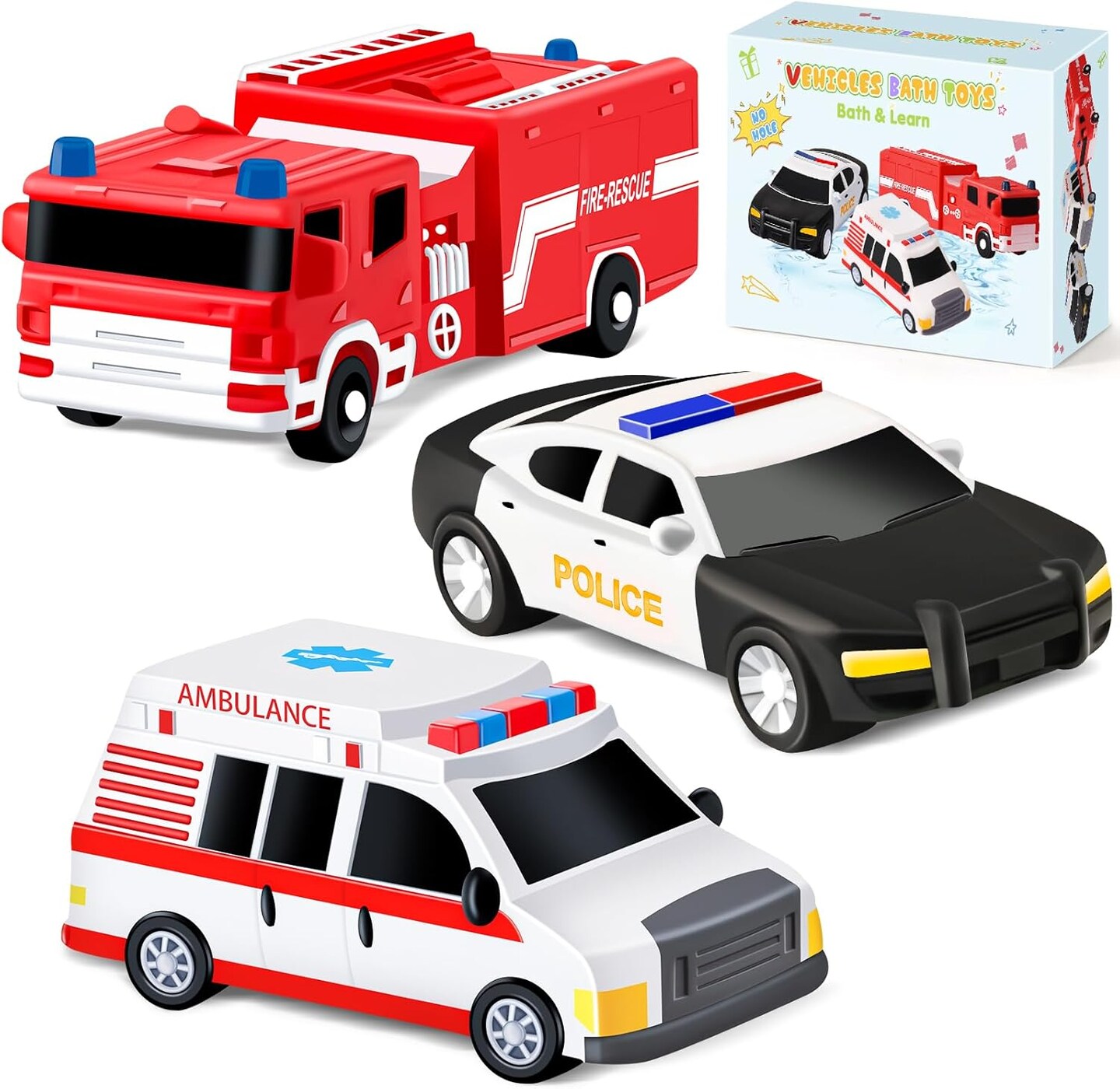 No Hole Bath Toys for Babies and Toddlers, Car Bath Toys for Infant Babies Kids