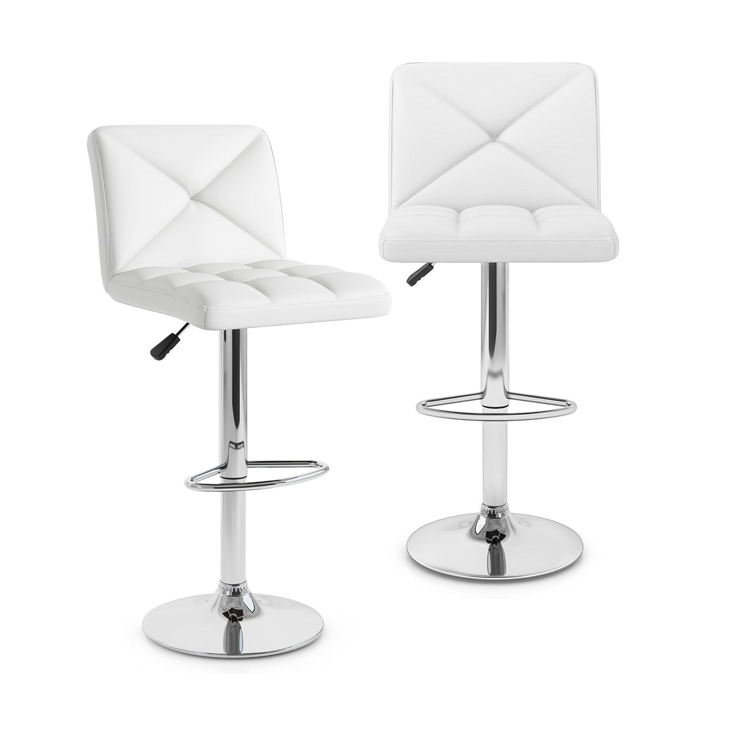 PU Leather Bar Stools Set of 2 with Backrest, Adjustable Height, Modern Design, Comfortable Seating