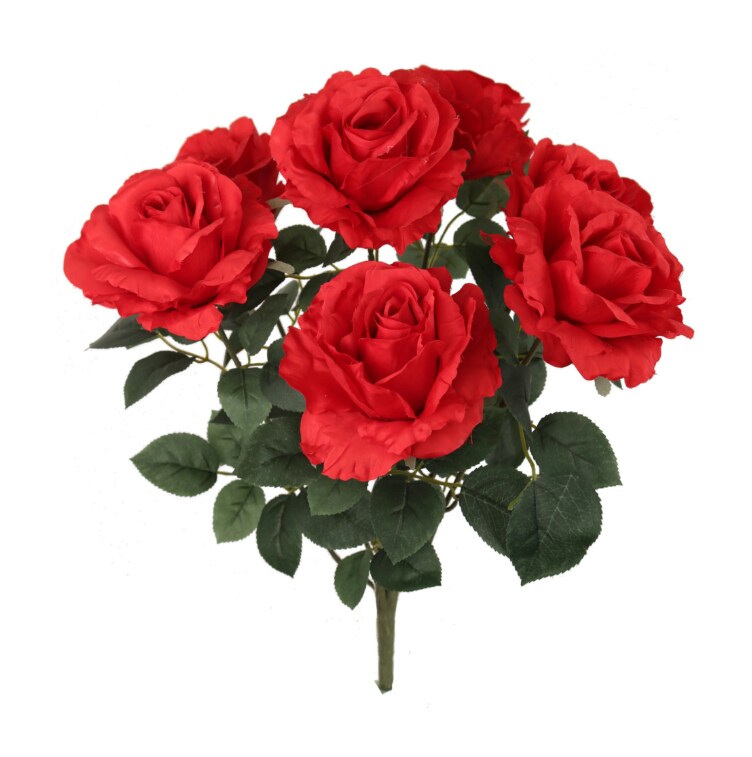 Rose Bush w/ 7 Silk Blooms 20&#x22;-2 PACK