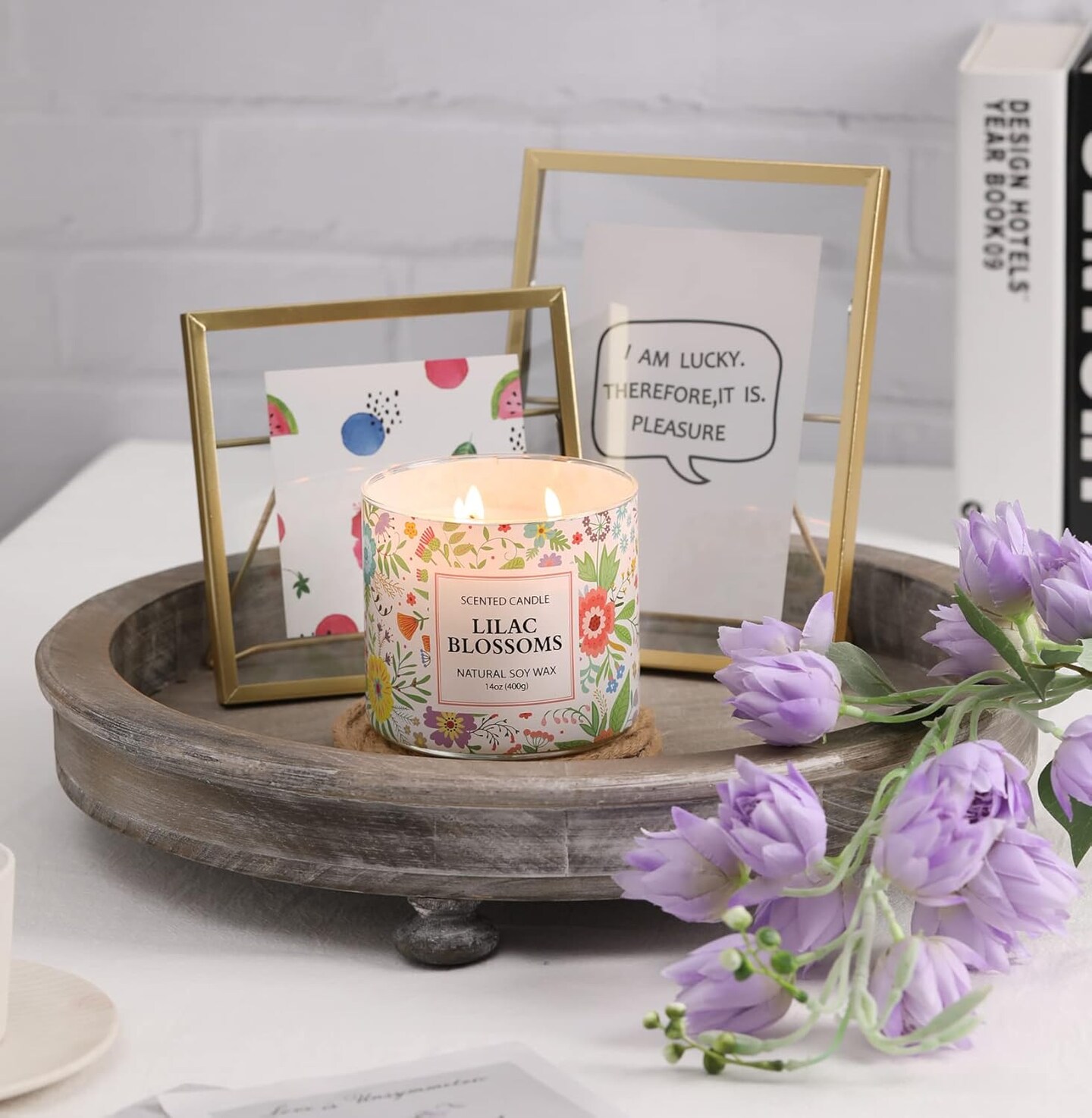 Spring Candle,Easter Scented Candle, Floral Scented Candle, Blossoms Gardenia Scented Candle,Large 3 Wicks, 14 oz