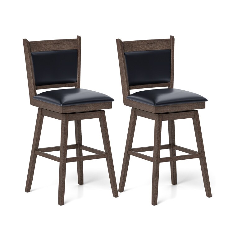 25/29 Inch Padded Bar Stools Set of 2 with Swivel Seat, Footrest, and Comfortable Upholstered Design