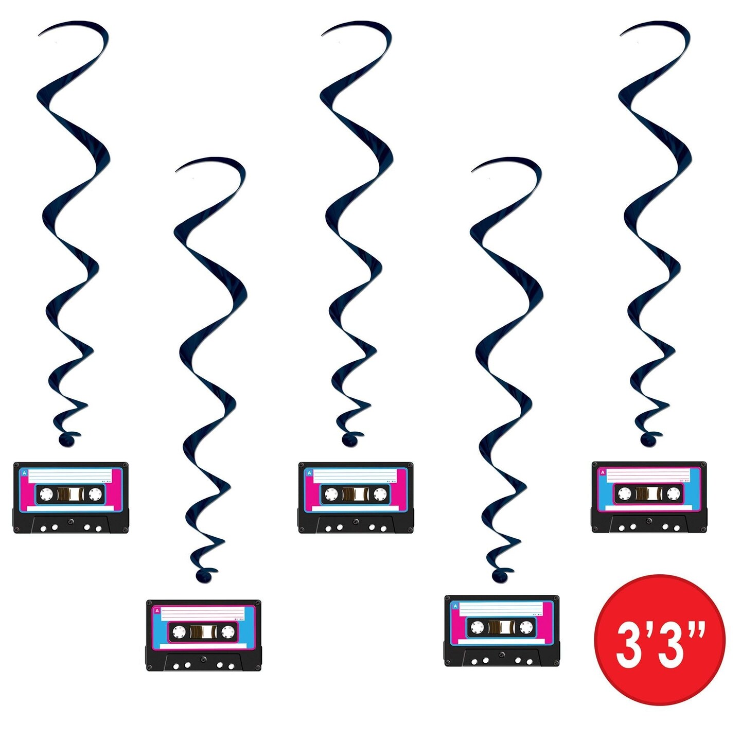 6 Pack Beistle Cassette Tape Party Whirls