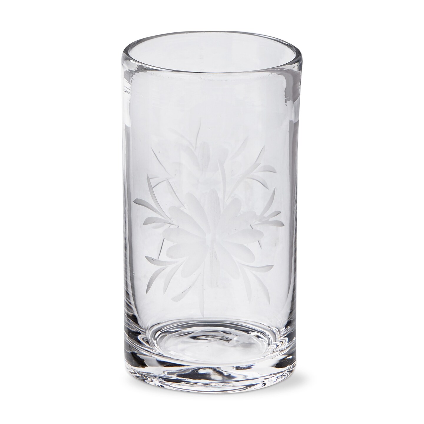 Fleur Etched Glass Clear Glass Tumbler, 3.0&#x22;L x 3.0&#x22;W x 5.5&#x22;H, 17 oz