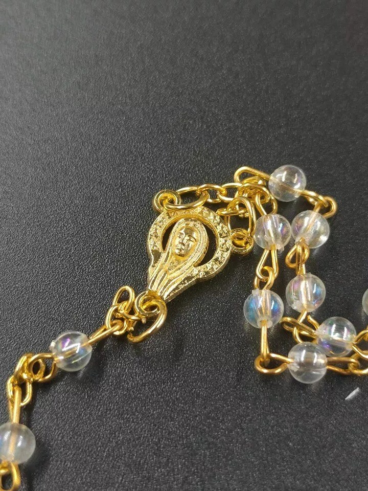 12 Gold Clear Rosary Crucifix Wishing Bottle Baby Shower Baptism Party Favor