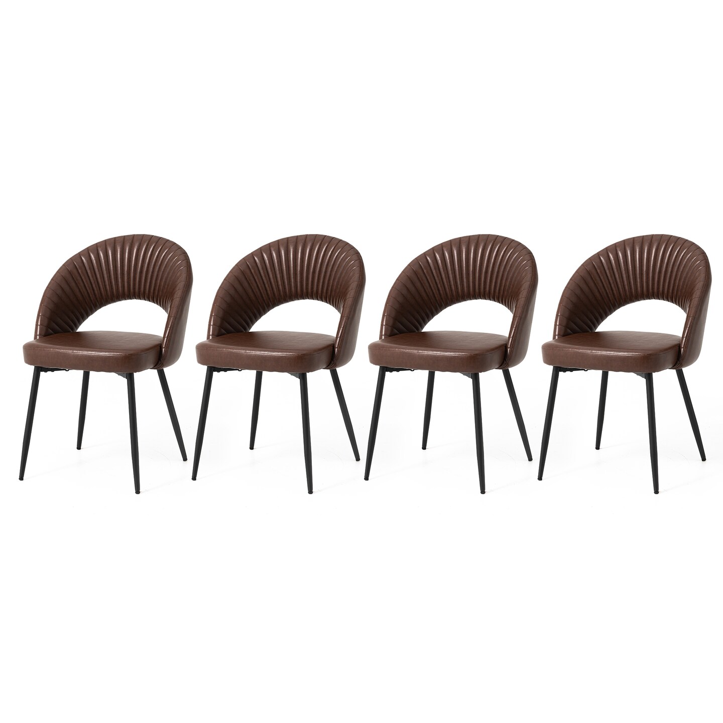 Set of 2/4Mid-Century Modern Quilted PU Leather Dining Side Chair with Metal Tapered Legs