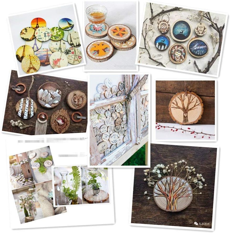 Wood Slices Craft Unfinished Wood kit Predrilled with Hole Wooden Circles for Arts Wood Slices Christmas Ornaments DIY Crafts 30 Pcs 2.0-2.4 inches