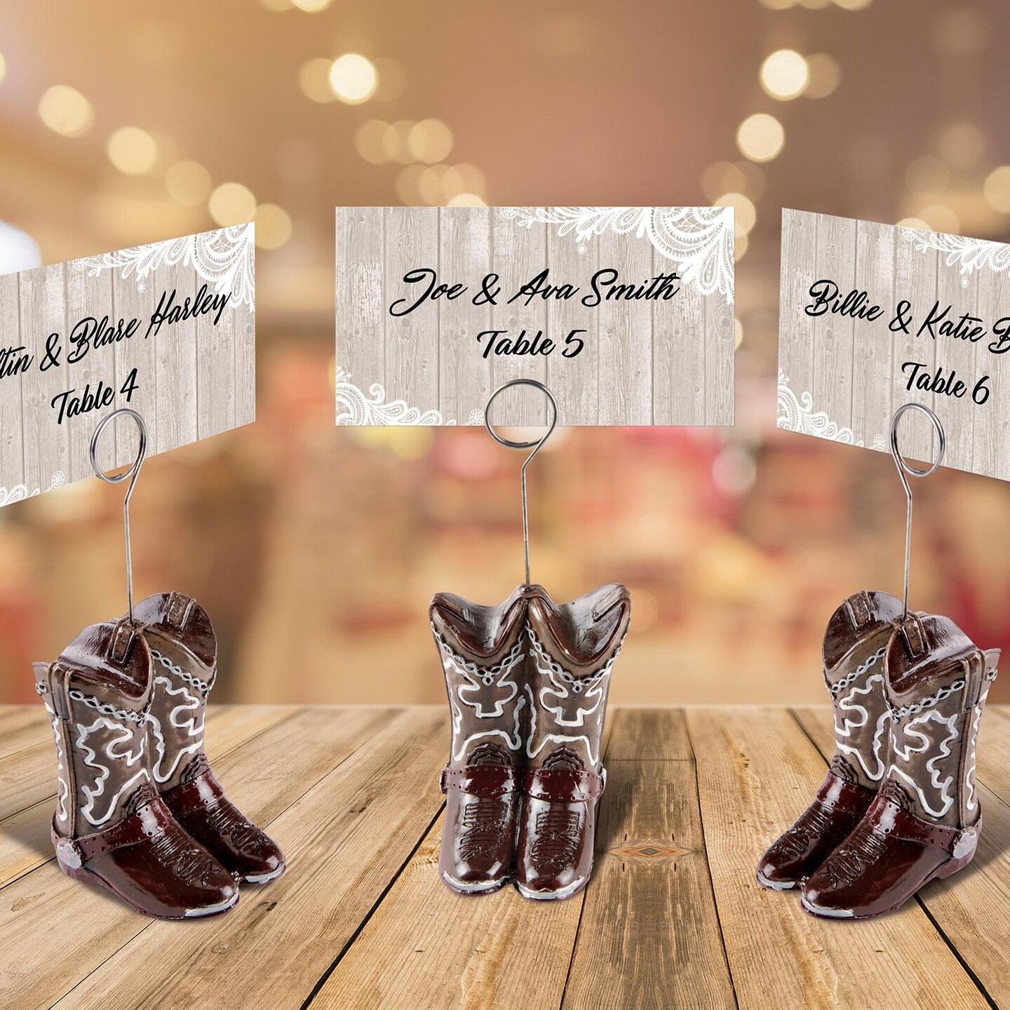 6 Pack Beistle Cowboy Boots Photo/Balloon Holder