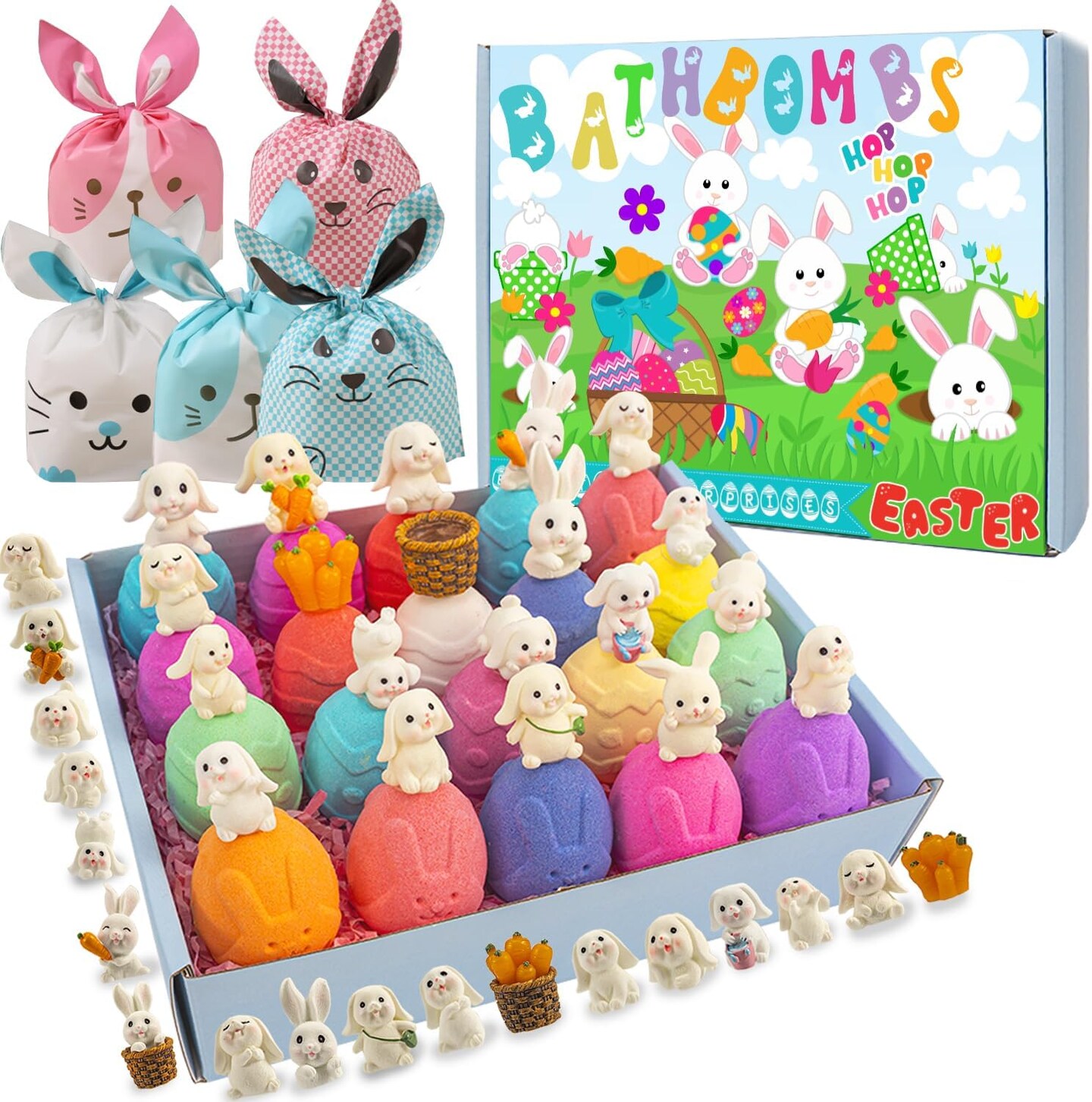 20 Pack Easter Bath Bombs Bubble Bath Balls, Kids Surprise Bath Bombs