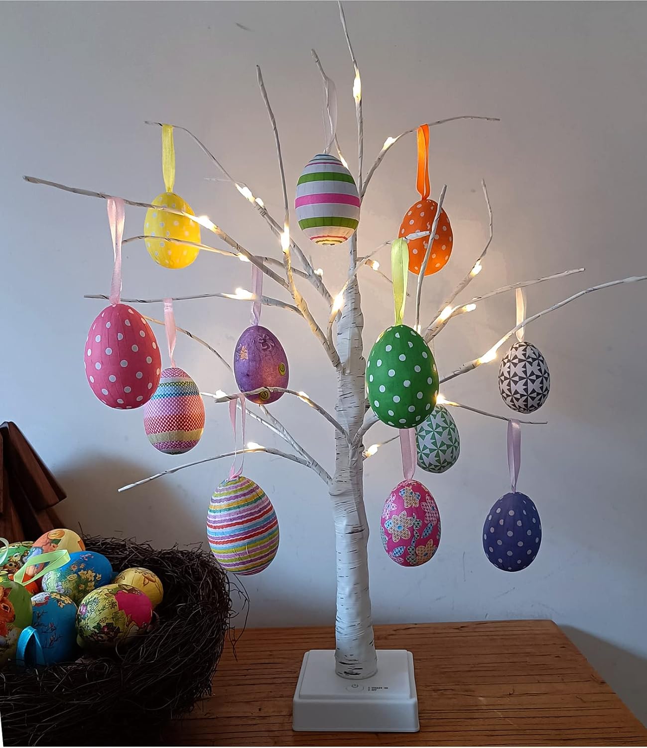 12pcs New Colorful Paper Mache Foam Egg Hanging Ornaments Easter Tree Christmas Decoration