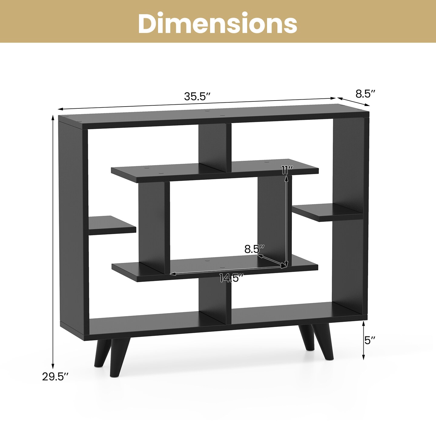 Geometric Bookcase with Anti-Tipping Kit and Storage Shelving Unit