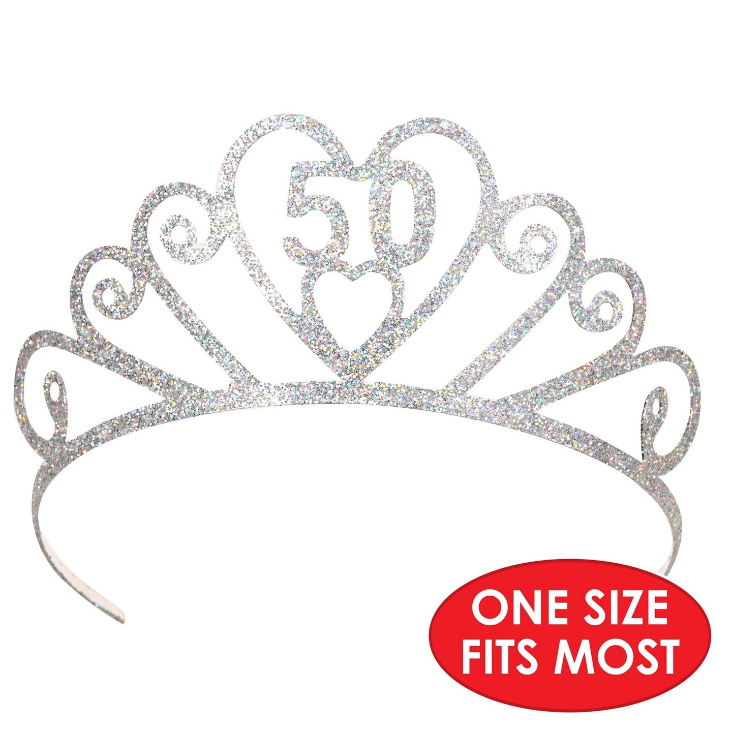 6 Pack Beistle Glittered Metal 50th Birthday Party Tiara