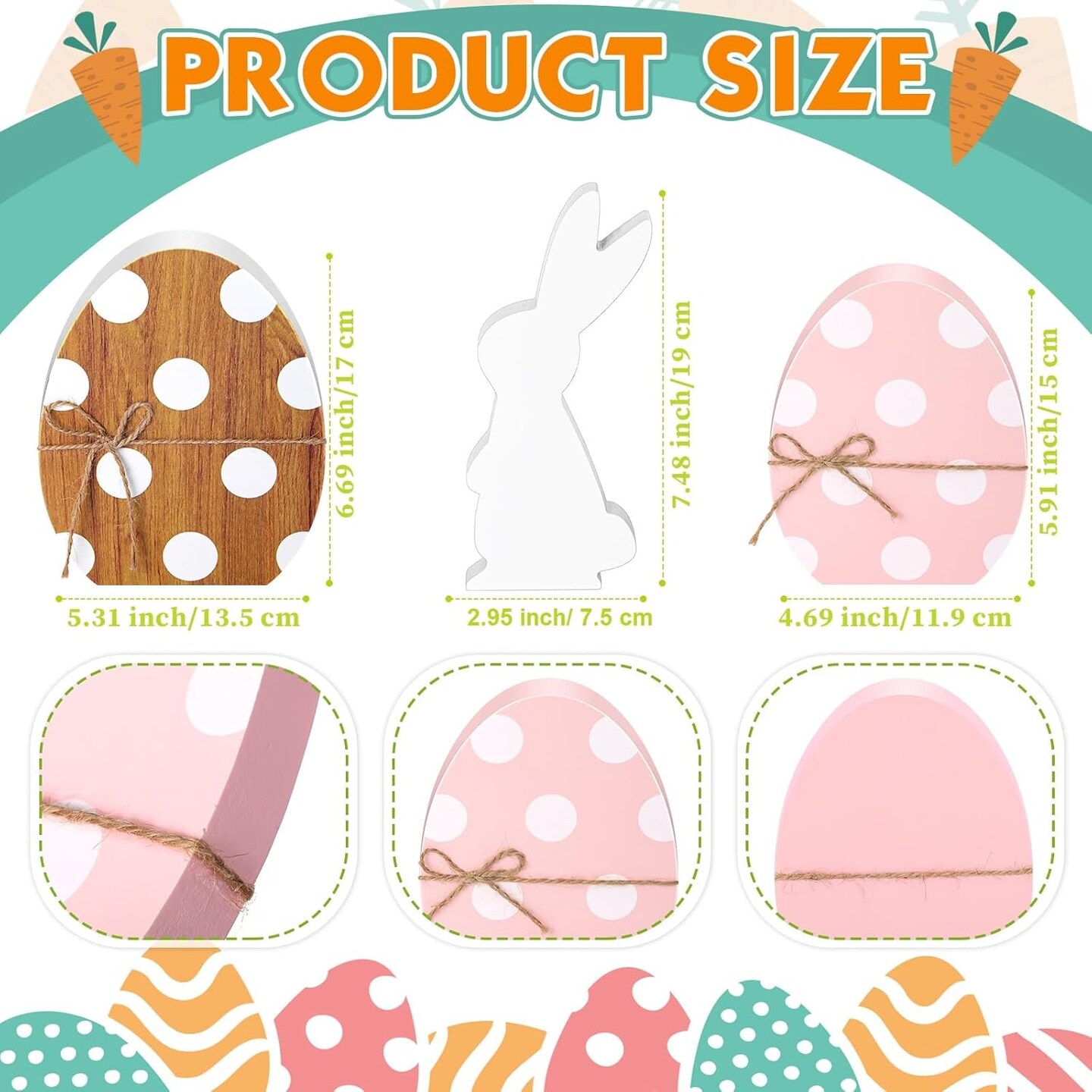 3 Pcs Easter Decorations Easter Wooden Eggs Table Decor Happy Easter Egg Blocks