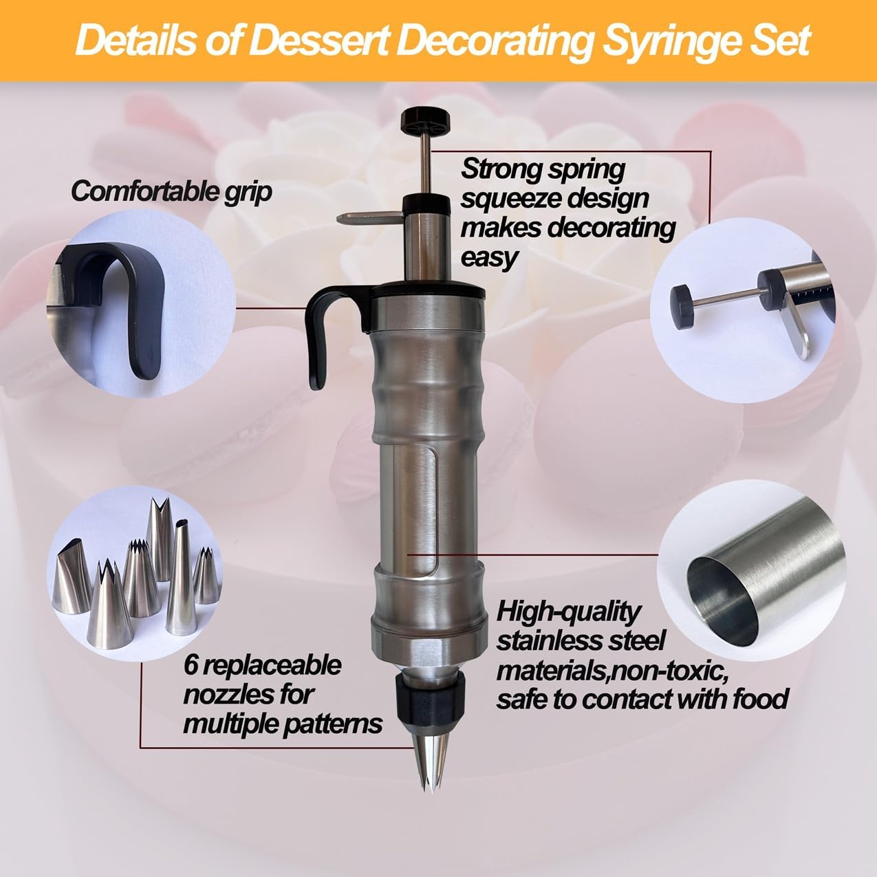 Dessert Decorating Piping Syringe Set Cake Decorating Tool Cookie Gun Press