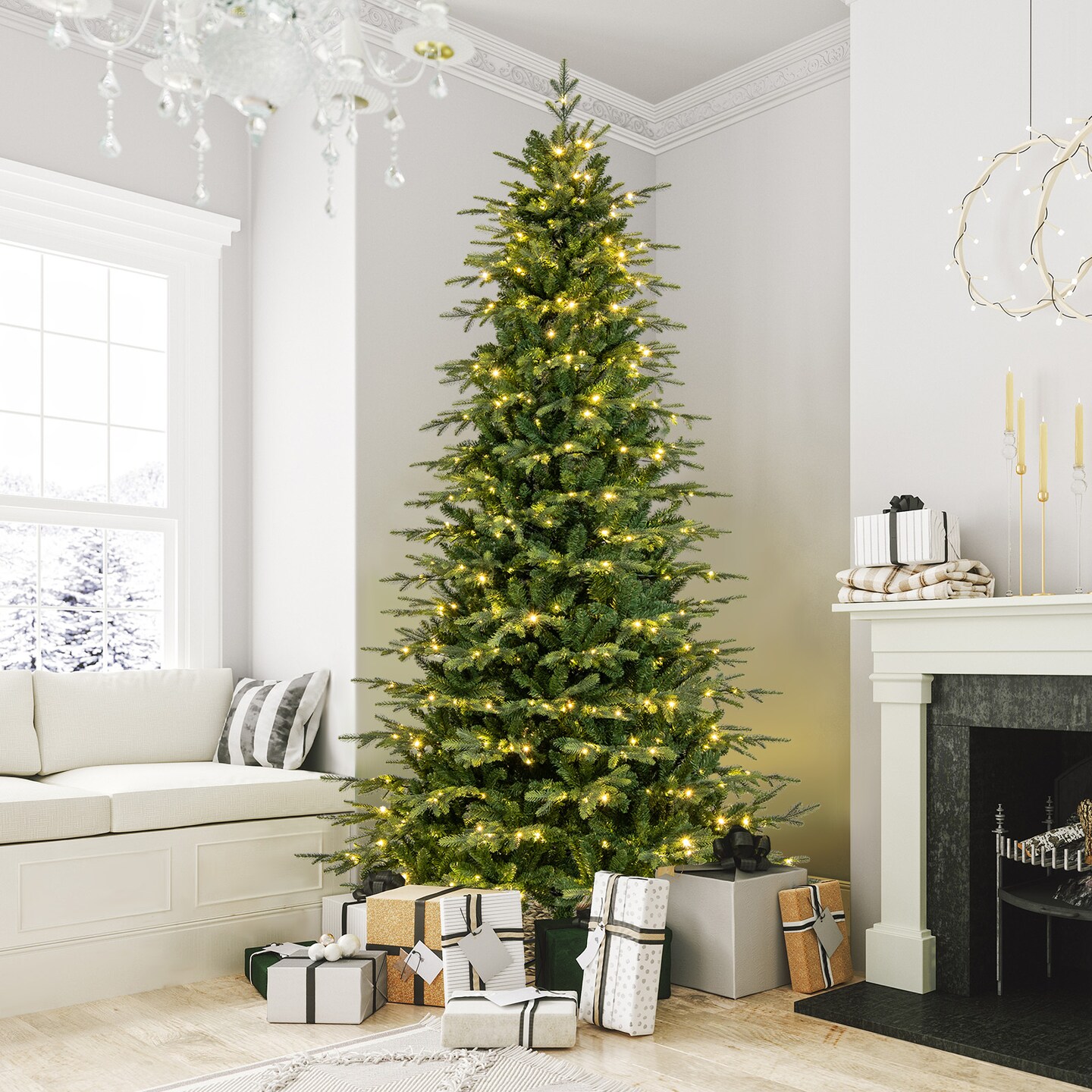 Pre-Lit Artificial Christmas Tree with Warm White LED Lights