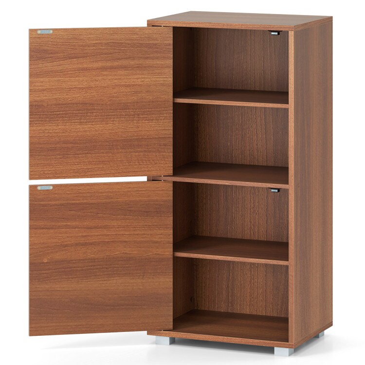 2-Tier Modern Style Nightstand with Drawer and Open Shelf-Walnut