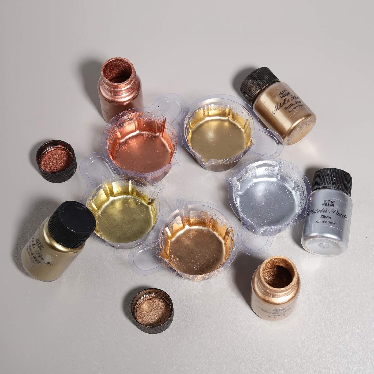 LET&#x27;S RESIN Metallic Pigment Powder, 5 Colors Resin Fine Powder, Each Bottle 20ml Shimmer Pigment Dye for Epoxy Resin Coloring, Polymer Clay and Other Crafts