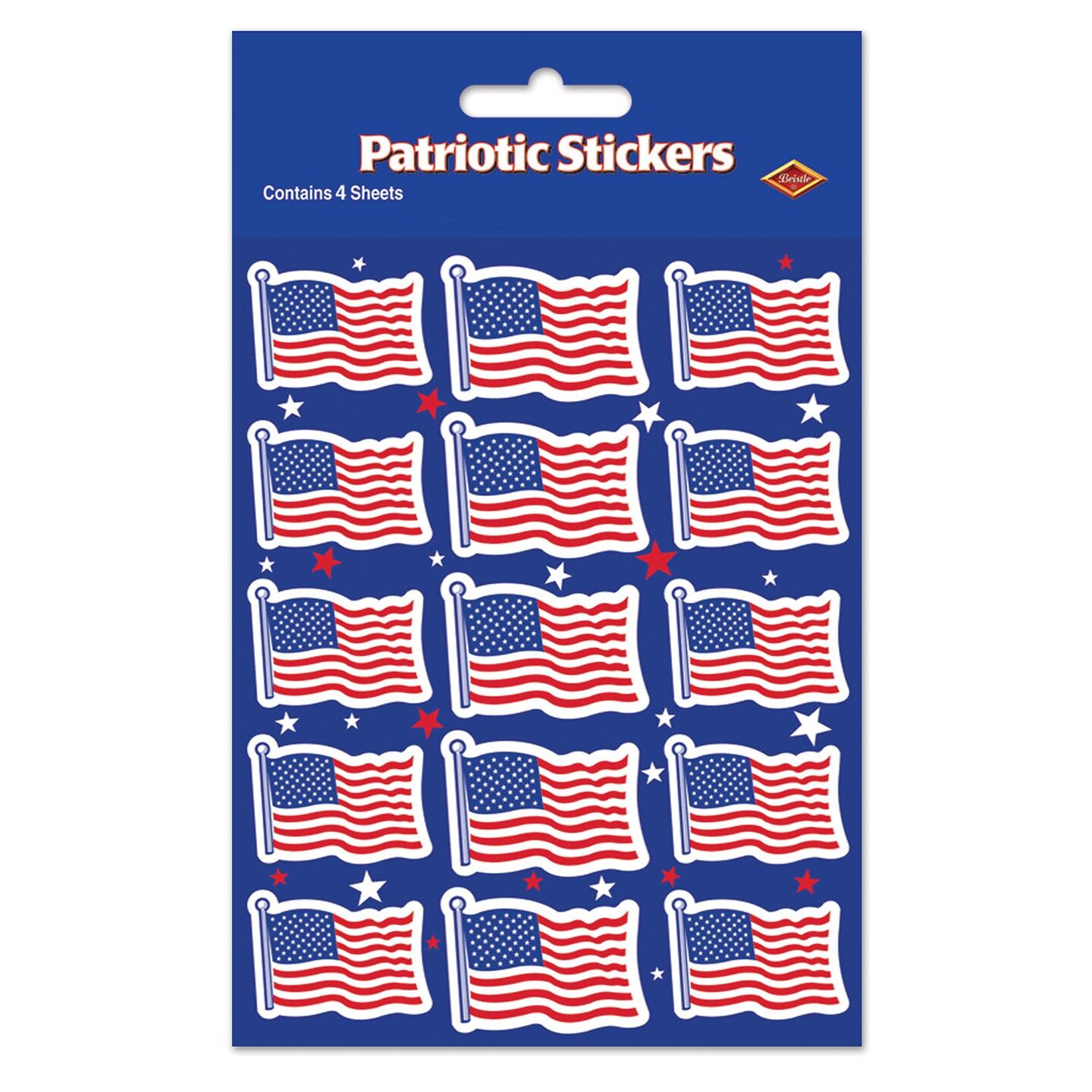 12 Packs Beistle U S Flag Party Stickers 4/Pack