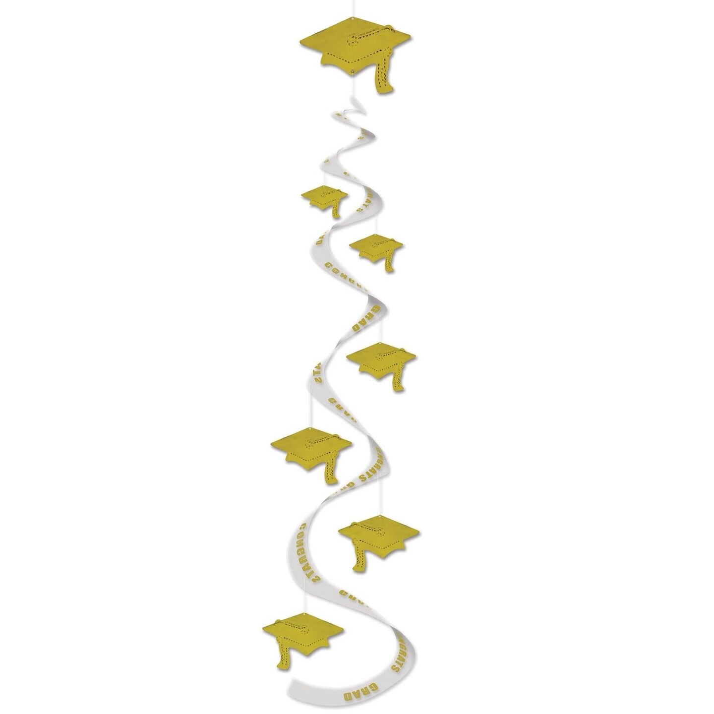 18 Piece Bulk Printed Grad Cap Graduation Party Whirls - gold