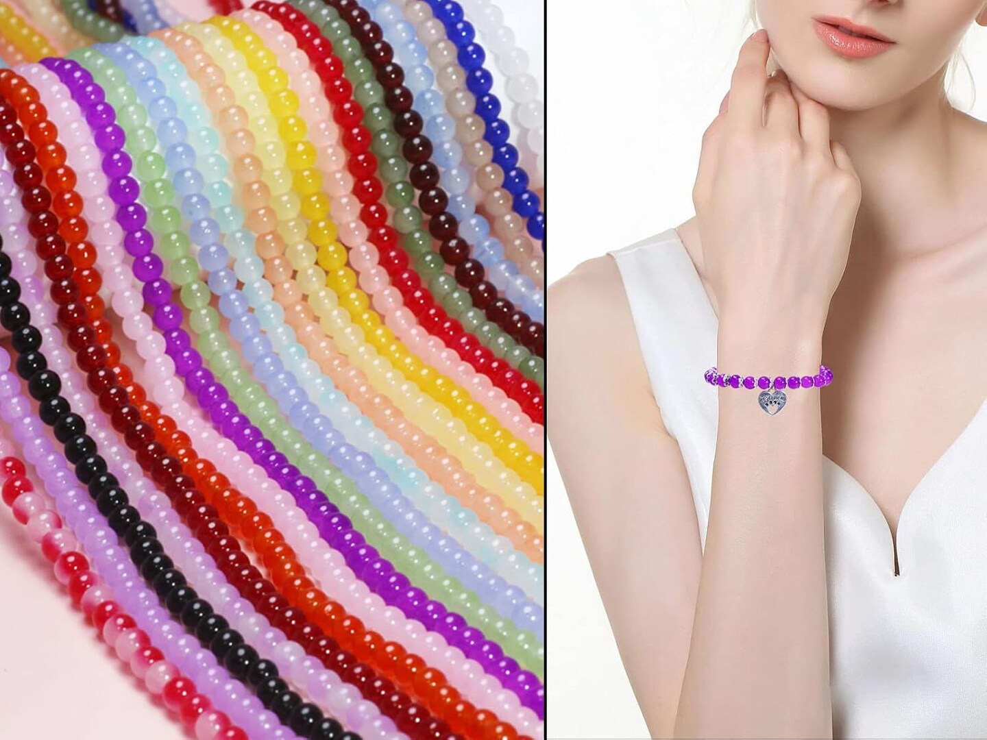 2090pcs 6mm Glass Beads Kit Set Assorted Handcrafted Round Smooth Loose Bracelet Beads Bulk for DIY Crafts &#x26; Jewelry Making