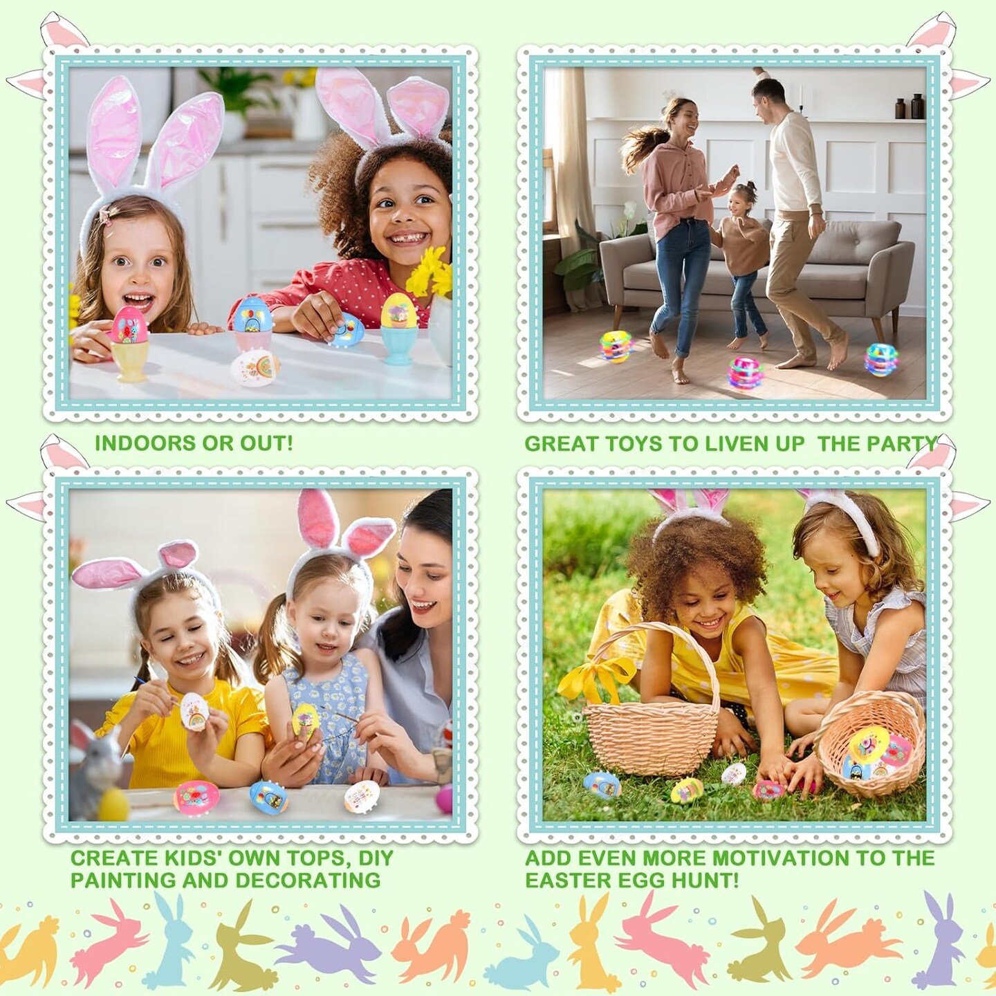 Light Up Easter Eggs Toy Gifts for Kids, 6 Cute Easter Egg Spinning Tops with Flash &#x26; Music