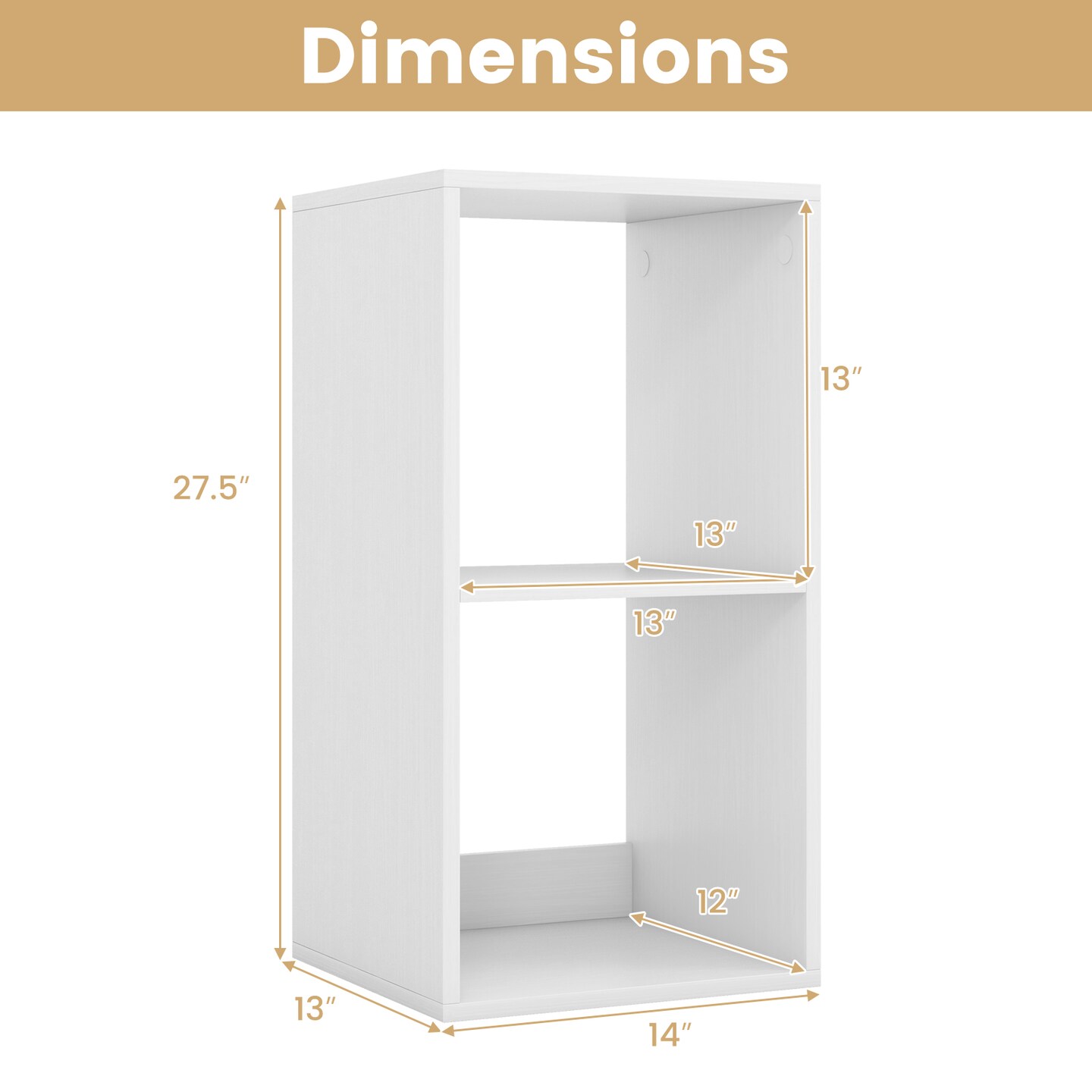 White Engineered Wood Open Back Cube Bookcase with Storage Shelves