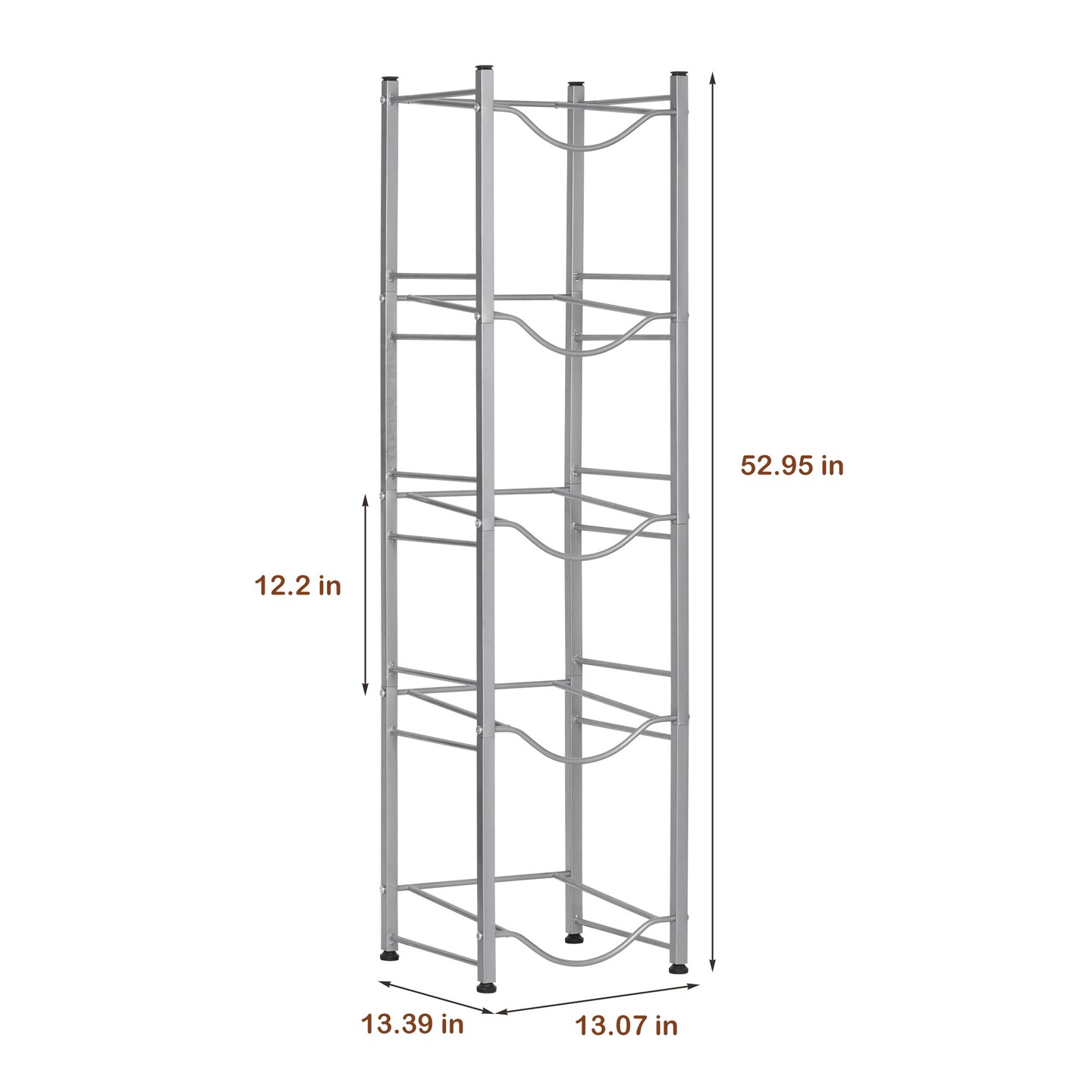 Silver 5 Gallon Water Jug Rack, 5-Tier Water Bottle Holder Storage Rack, Water Jug Organizer for Kitchen, Office, Garage