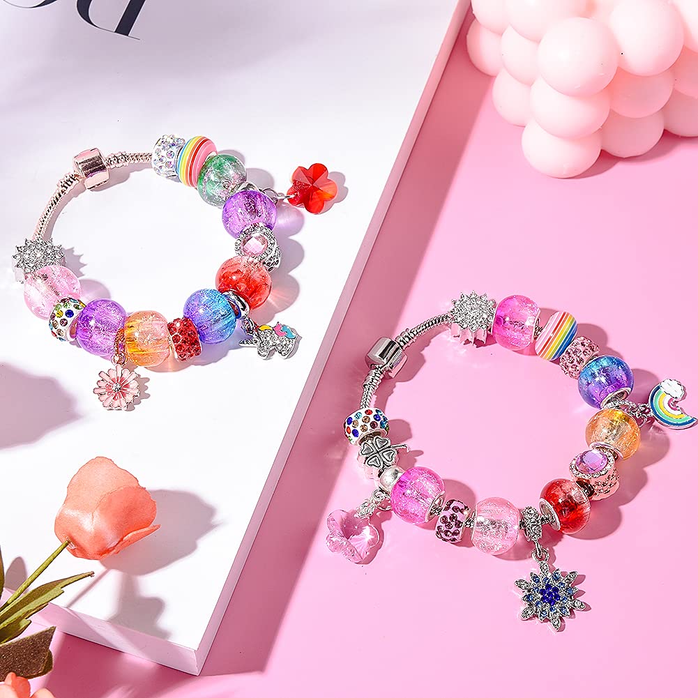 120 Pieces Assorted European Craft Beads Large Hole Lampwork Spacer Beads Colorful European Beads for DIY Necklace Bracelet Jewelry Making (Out Flower)