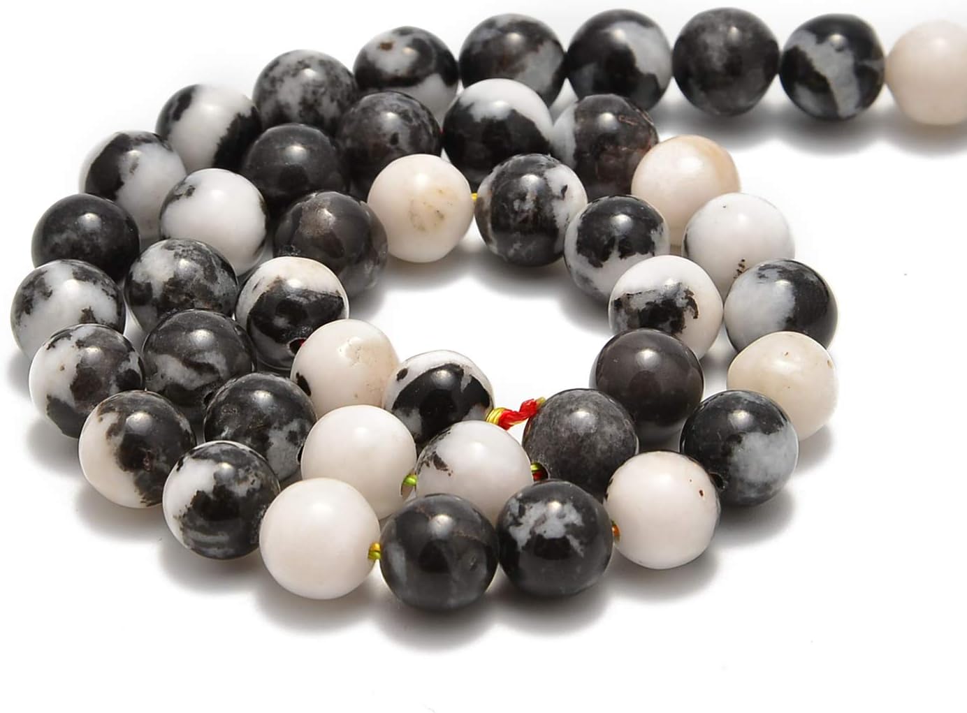 45pcs 8mm Natural Black and White Zebra Jasper Gemstone Round Spacer Loose Stone Beads for Jewelry Making 15.5" 1 Strand (Black and White Zebra Jasper, 8mm 45Beads)