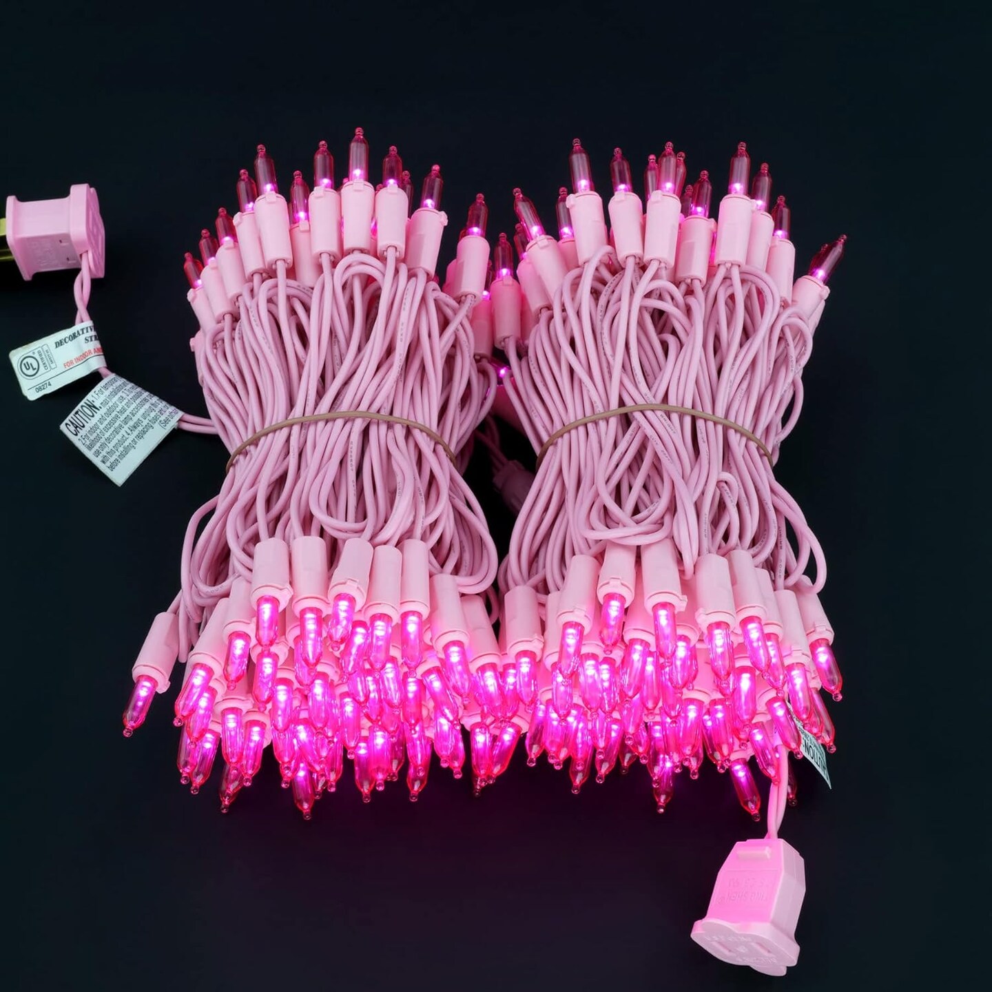 200 Count Pink LED Christmas Lights with Pink Wire, 66 Feet UL Certified Commercial Grade Holiday String Light Set (Pink - Pink Wire)