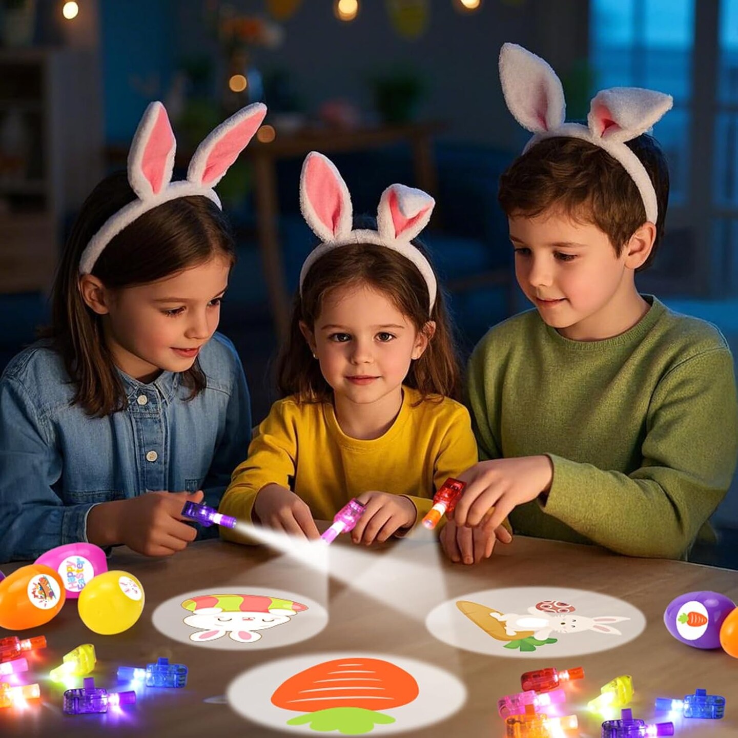 Prefilled Easter Eggs with Finger Lights Toys , 16 Pack Small Toys for Easter Egg Fillers