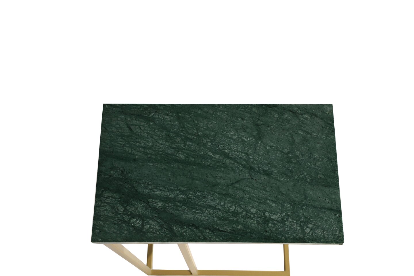 Green Marble &#x22;C&#x22; Table With Golden Metal Frame-24&#x22; Height