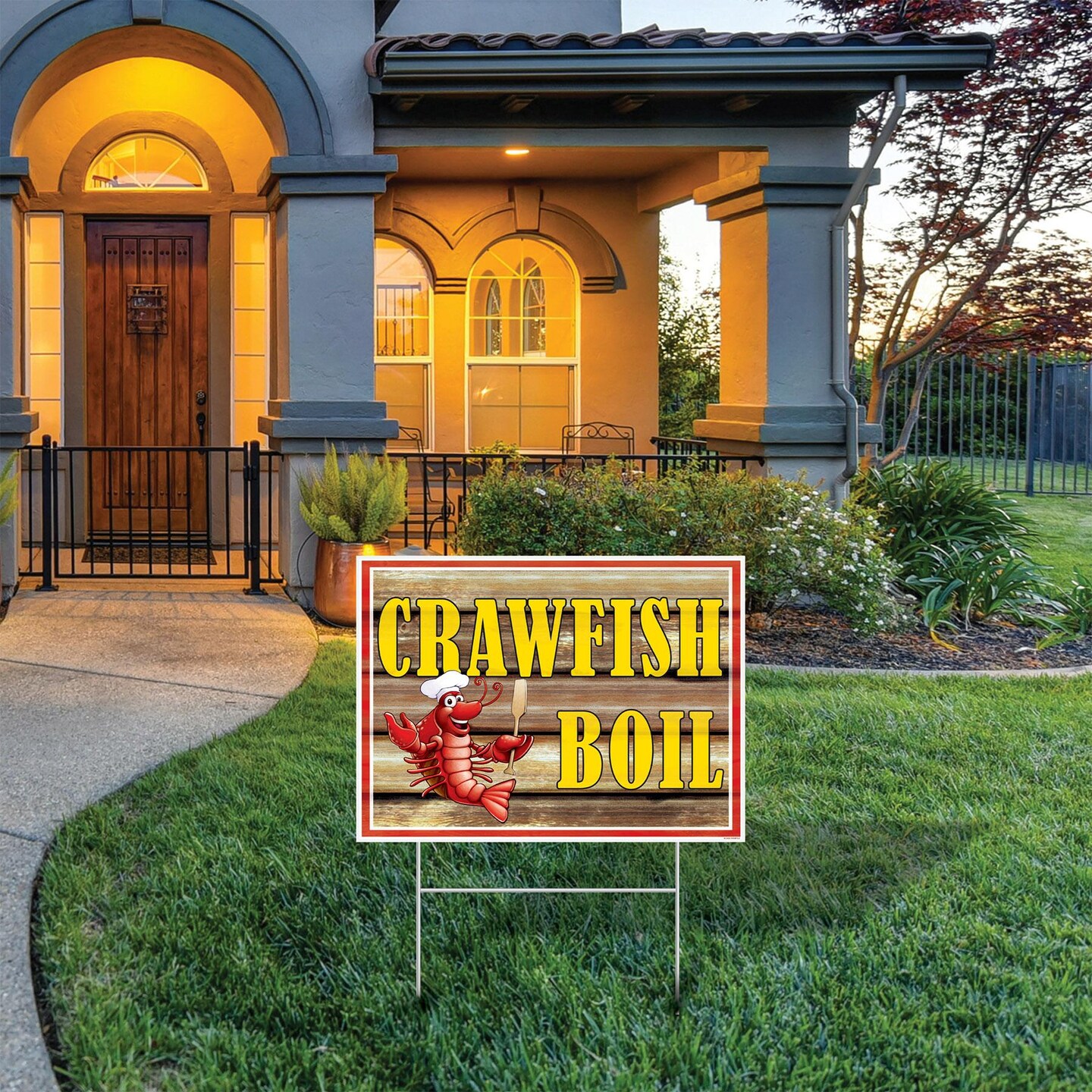 6 Pack Beistle Mardi Gras Plastic Crawfish Boil Yard Sign