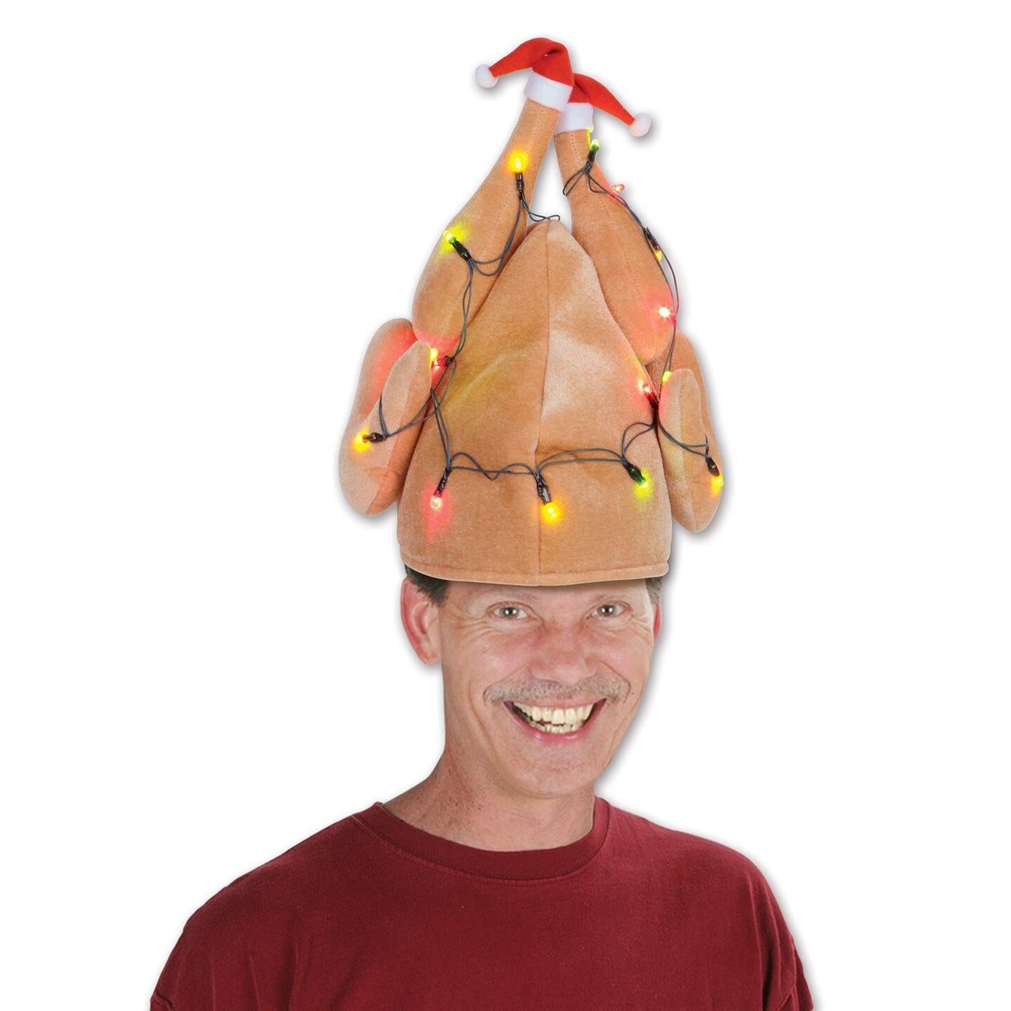 6 Pack Beistle Plush Light-Up Christmas Turkey Hat