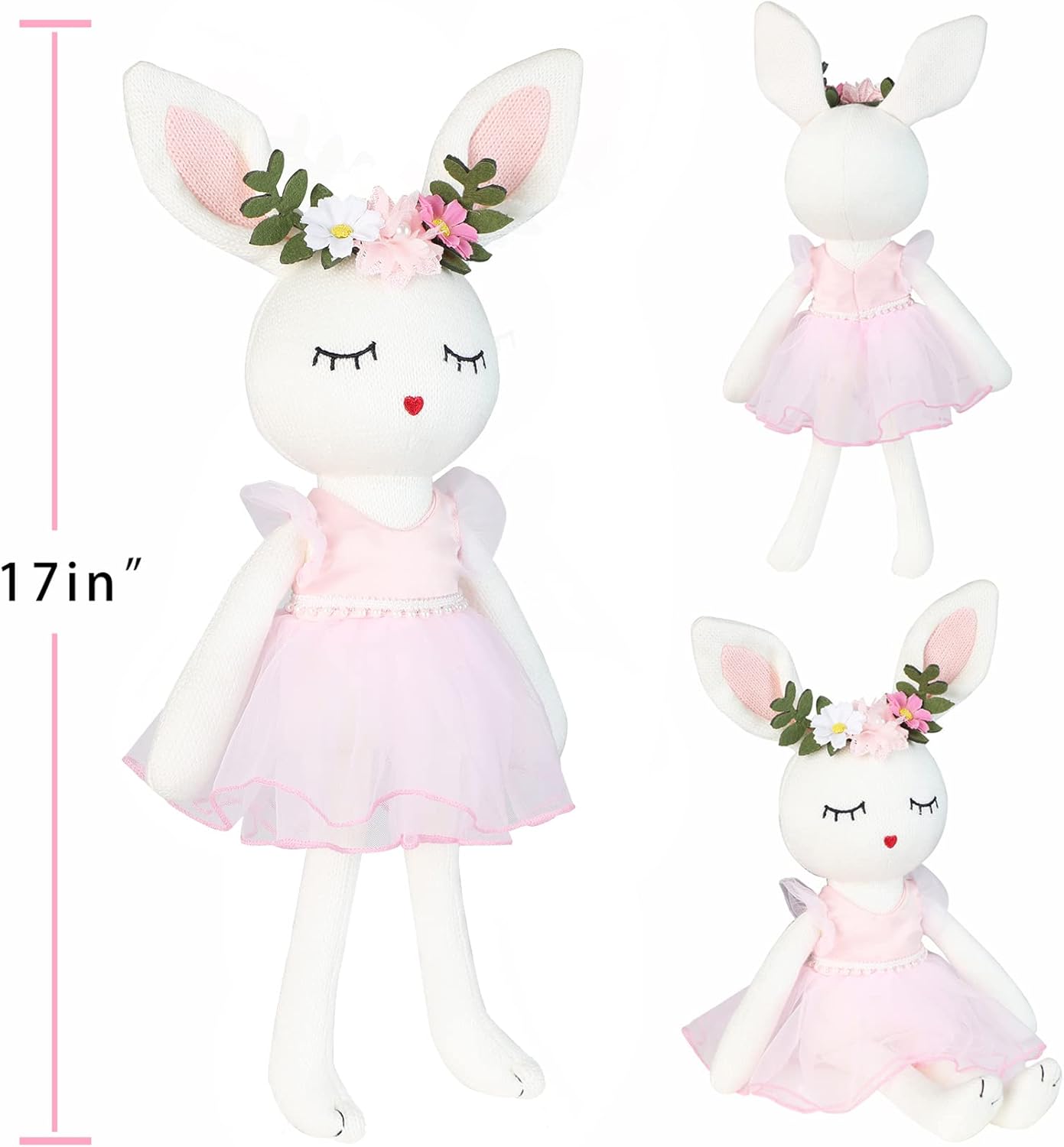 Ballerina Doll Easter Stuffed Animal Bunny Stuffed Animal Easter Plush Animal Doll, Plush Toy Bunny Stuffed Animals for Girls Easter Stuffed Animal on Birthday Christmas
