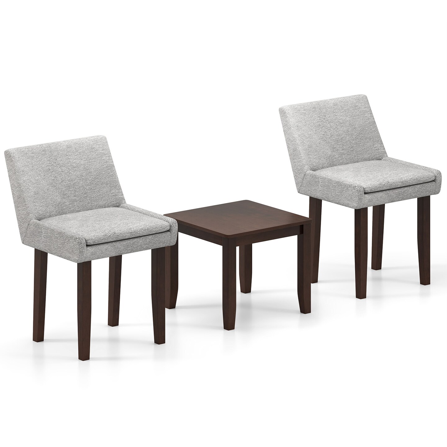 3-Piece Accent Table and Chair Set for Kitchen and Living Room-Brown &#x26; Gray