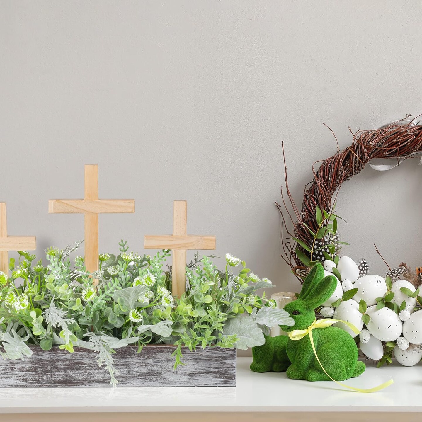 Easter Centerpiece Wooden Cross Decorations for Spring Easter Table Tabletop