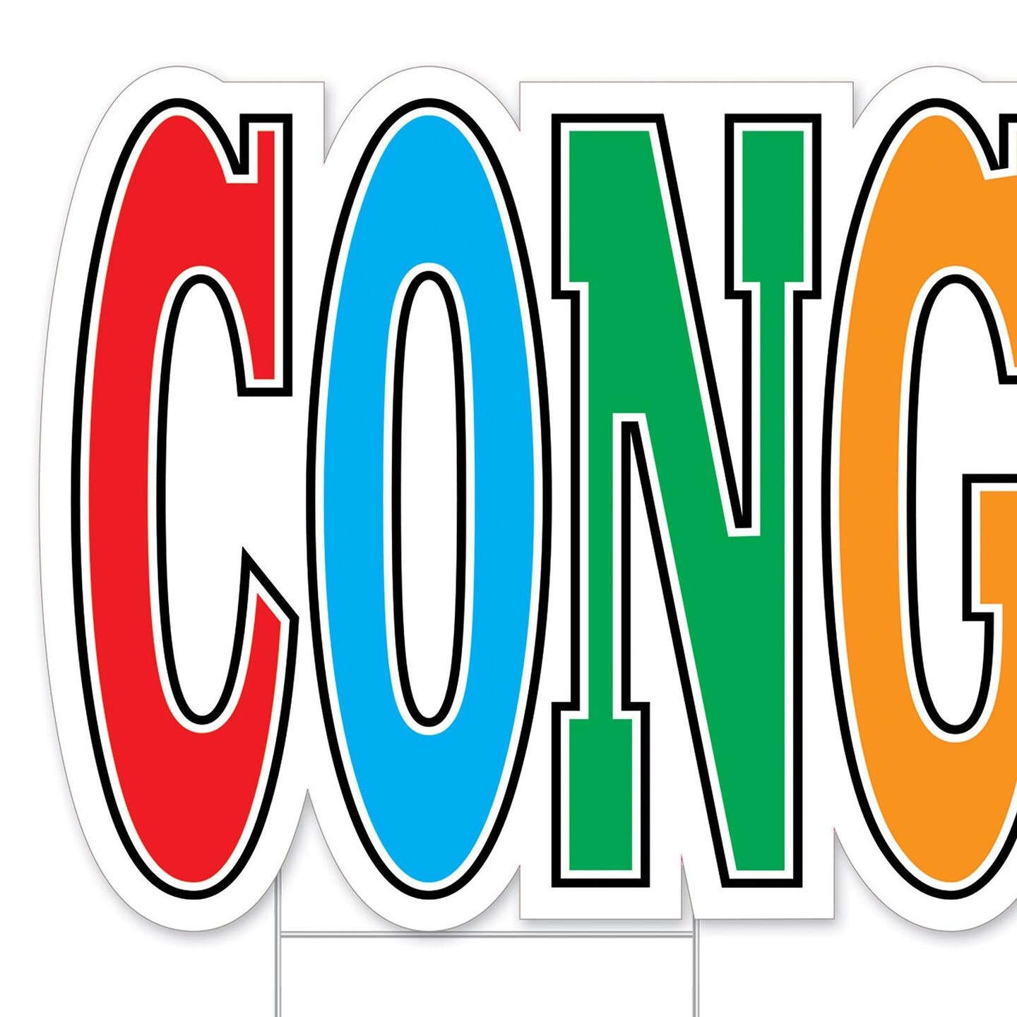 4 Pack Bulk Plastic Jumbo Congrats Grad! Graduation Yard Sign Set - Multi-Color