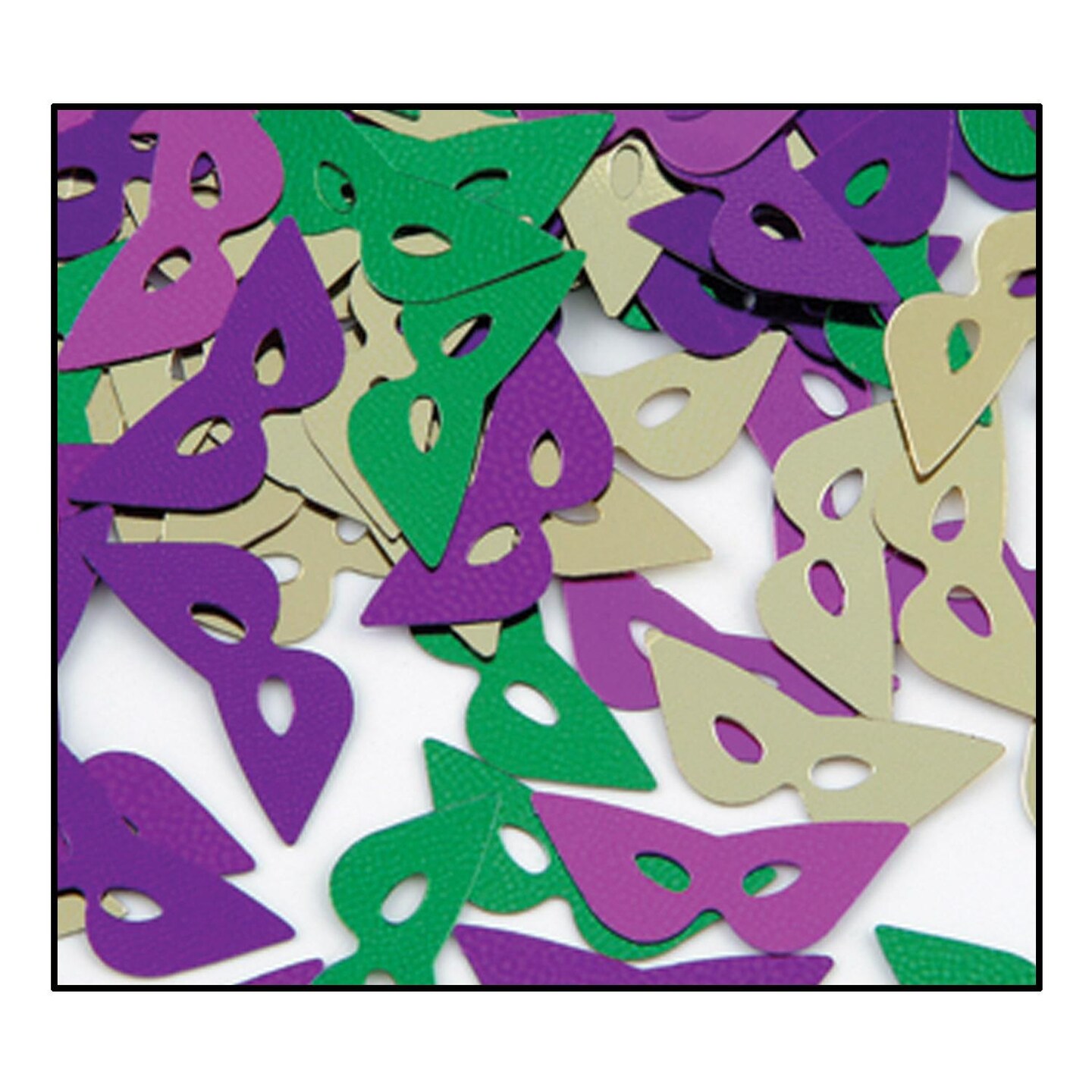 12 Pack Bulk Confetti Mardi Gras Masks Asst gold - green - purple (1 Oz per Pack)