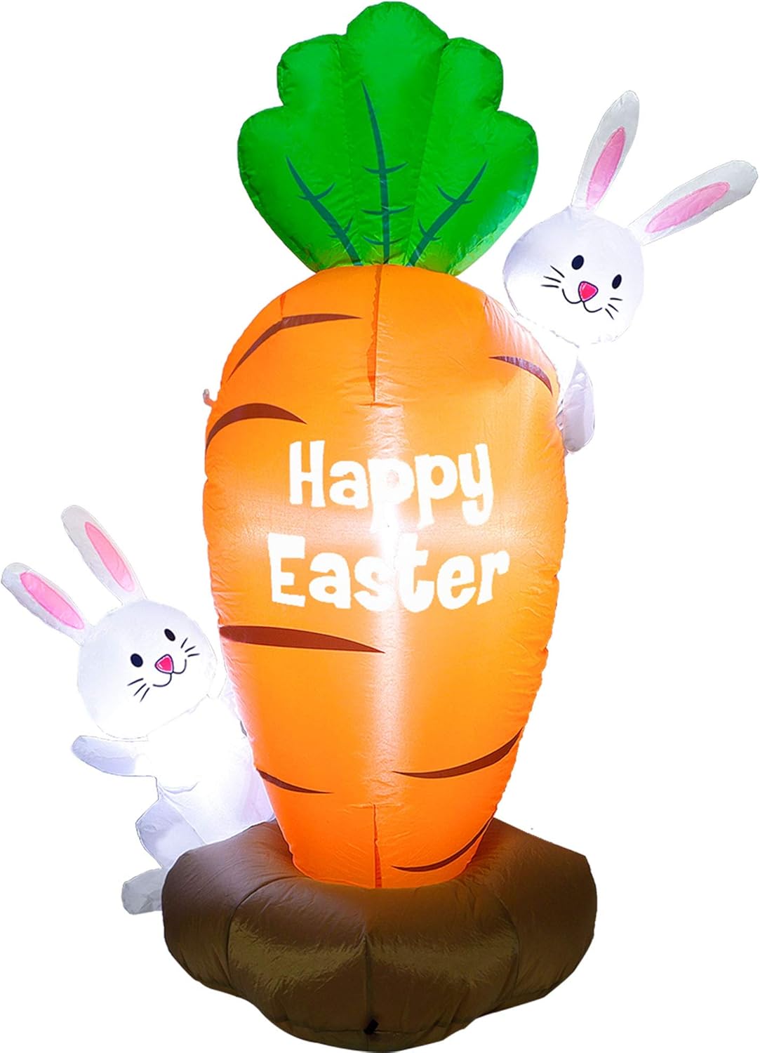 Inflatable Easter Yard Decoration, 5ft LED Lighted Blown-Up Bunnies with Giant Carrot, Inflatable Easter Decorations for Garden Lawn Patio Indoor Outdoor Use